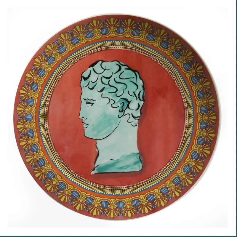Poseidon's Journey Terracotta & Gold Classical Bust Decorative Ceramic Plate