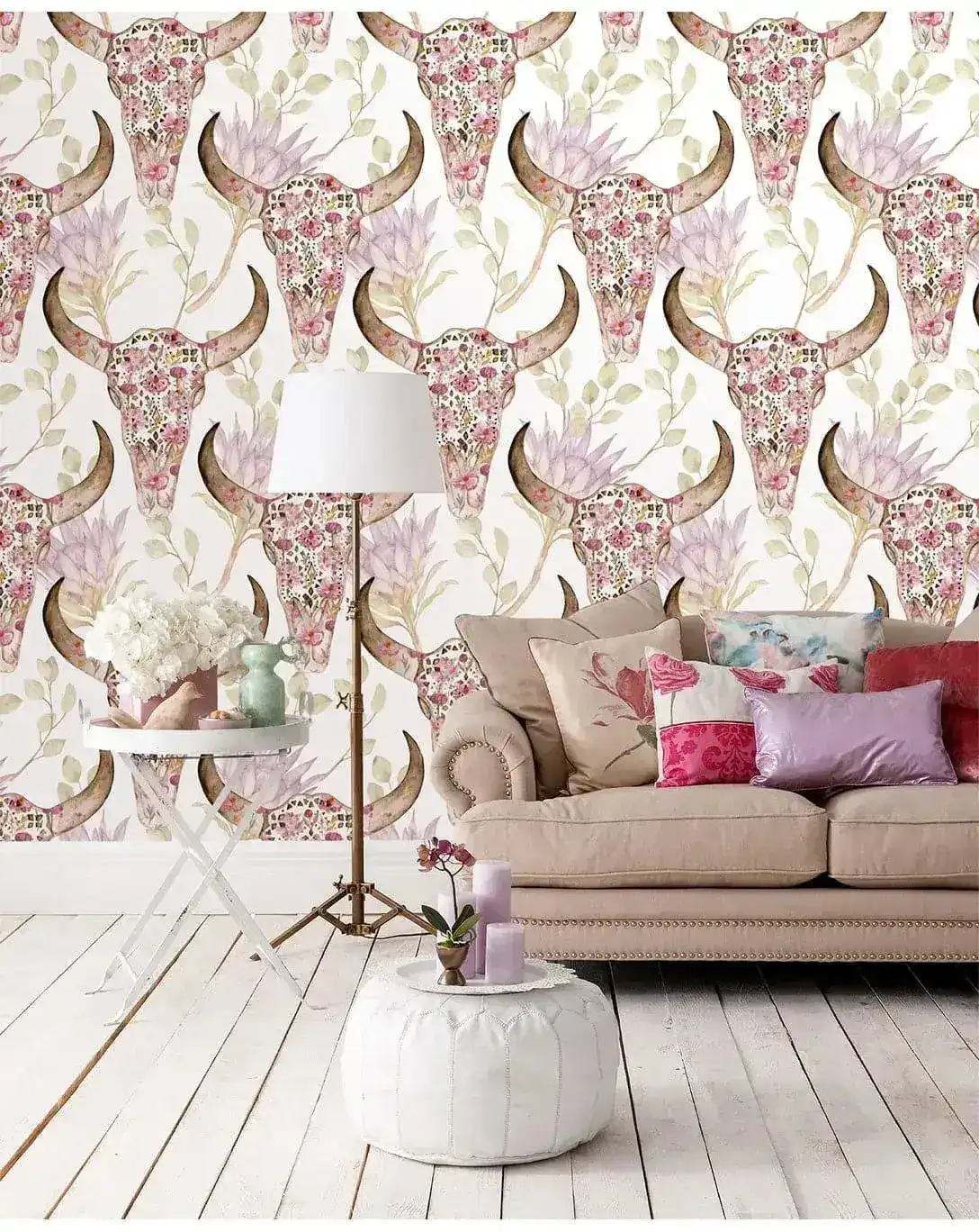 Protea Flowers With Skulls Removable Wallpaper - Image 2