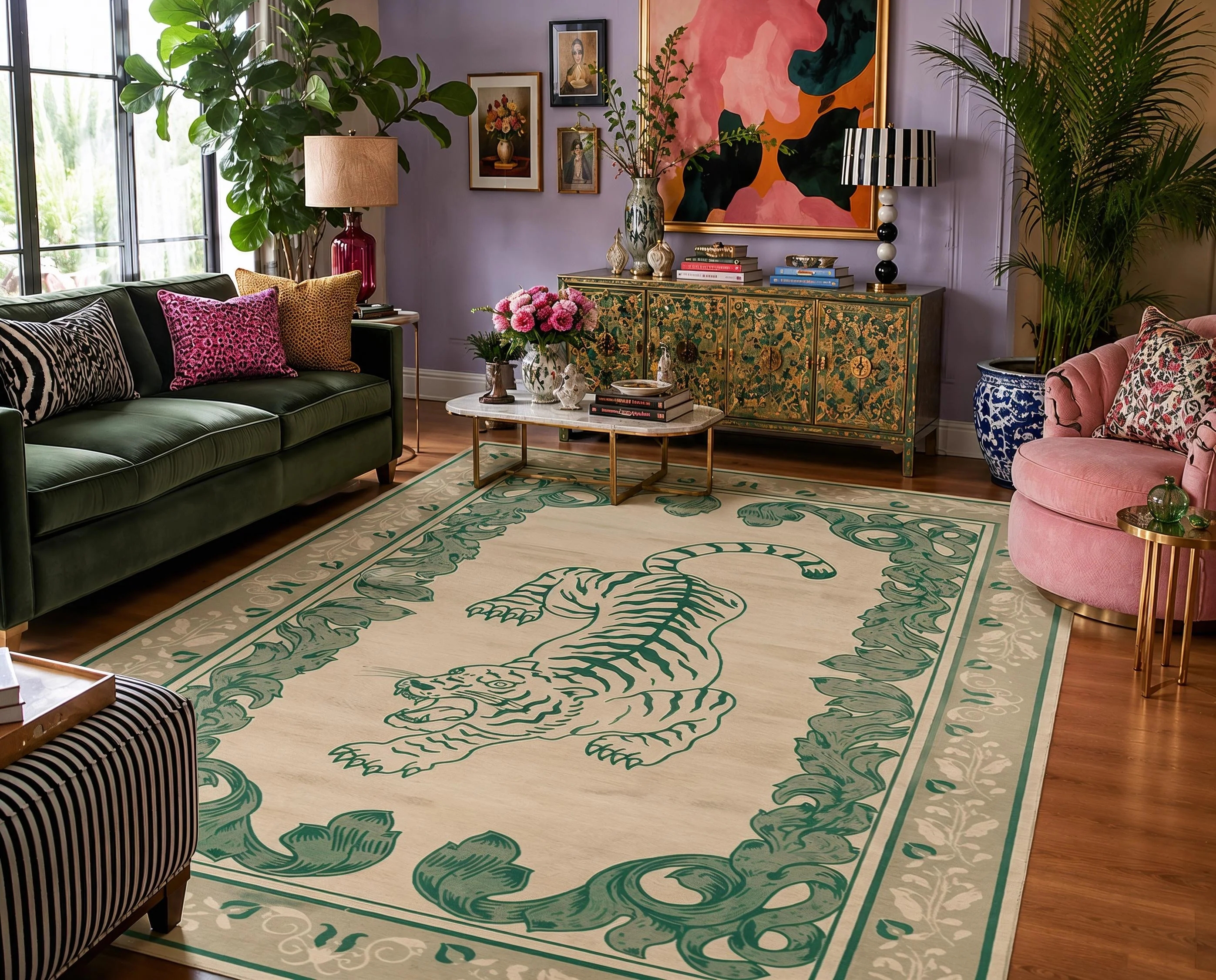 Prowess in Emerald Green Garden Hand-Tufted Rug - Image 2