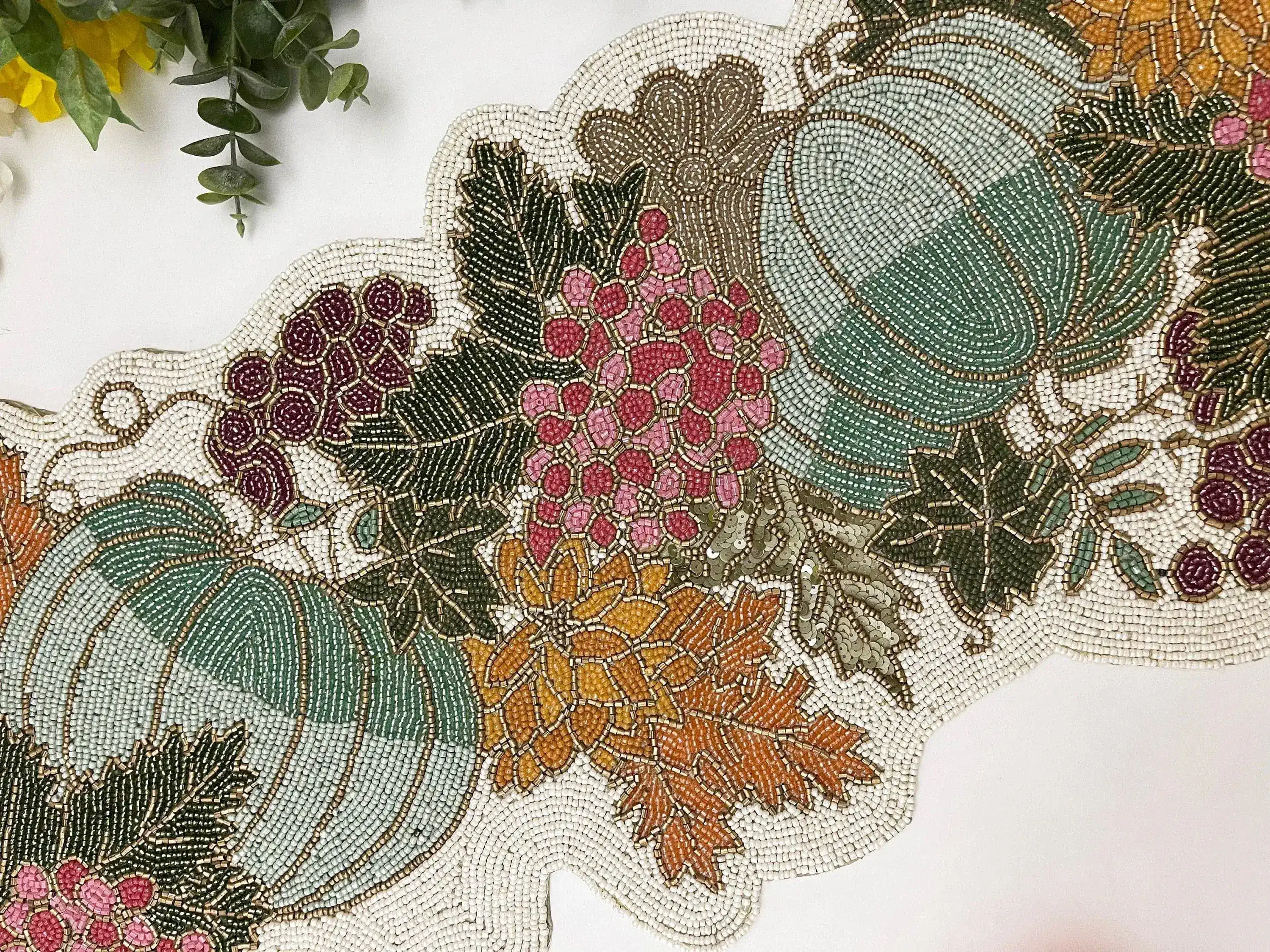 Pumpkins and Flowers Beaded Table Runner - Image 6