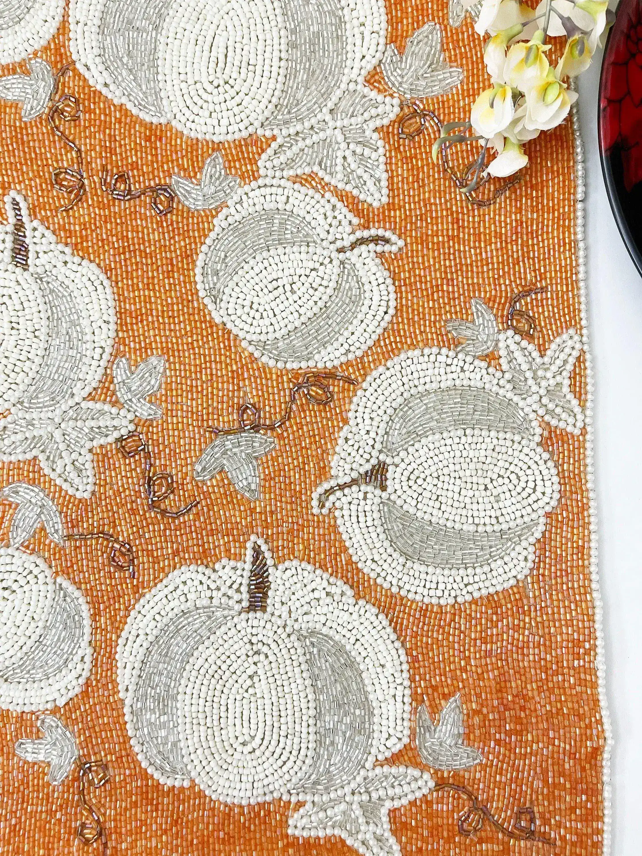 Pumpkins Orange Beaded Table Runner - Image 7