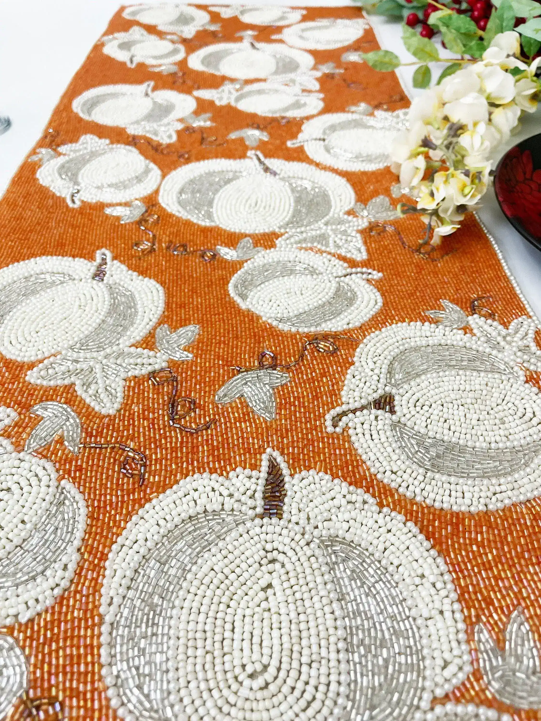 Pumpkins Orange Beaded Table Runner - Image 8