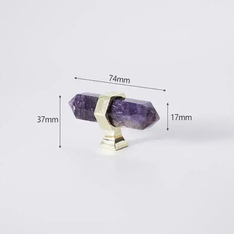 Purple Amethyst Bar Cabinet Drawer Pull with Brass Accent - Image 10