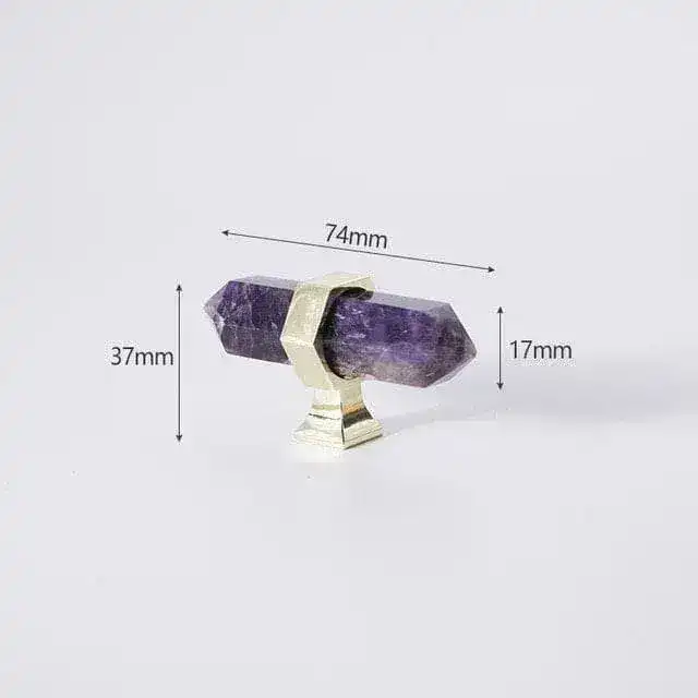 Purple Amethyst Bar Cabinet Drawer Pull with Brass Accent - Image 6