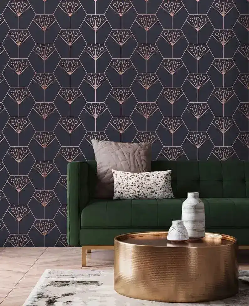 Purple Art Deco Diamonds Wallpaper - Image 2