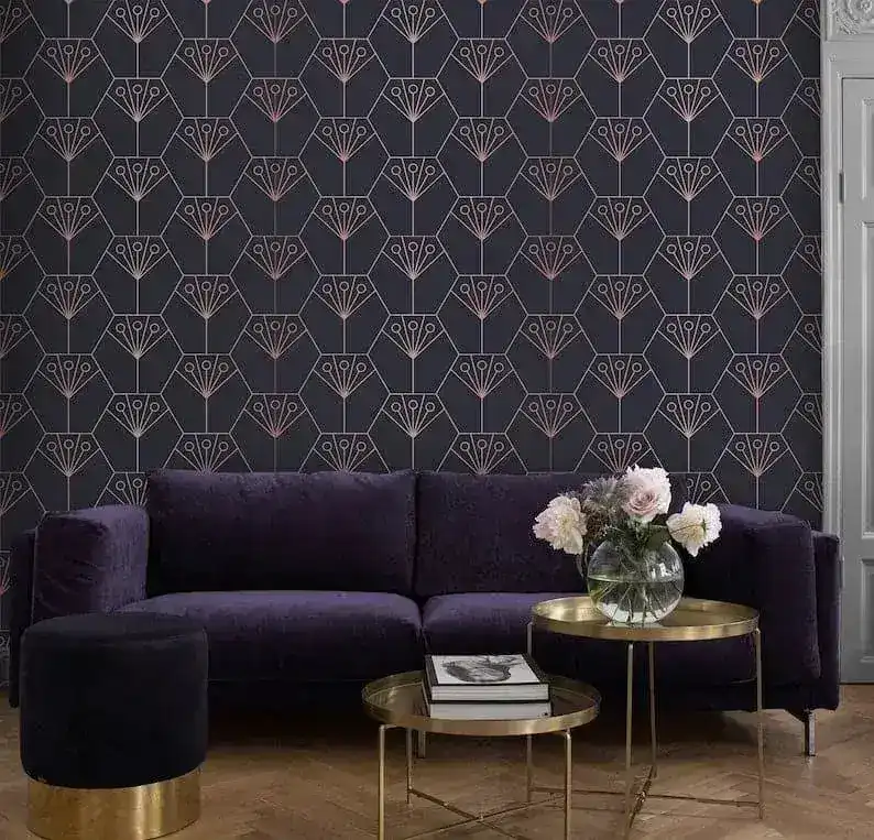 Purple Art Deco Diamonds Wallpaper - Image 3