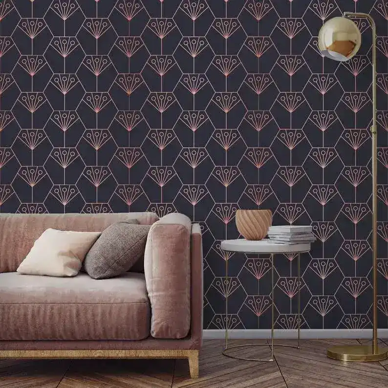 Purple Art Deco Diamonds Wallpaper - Image 4