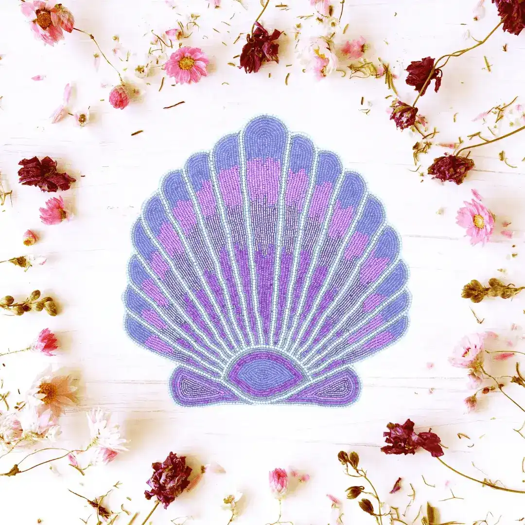 Purple Sea Shell Beaded Placemat - Set of 4 - Image 2
