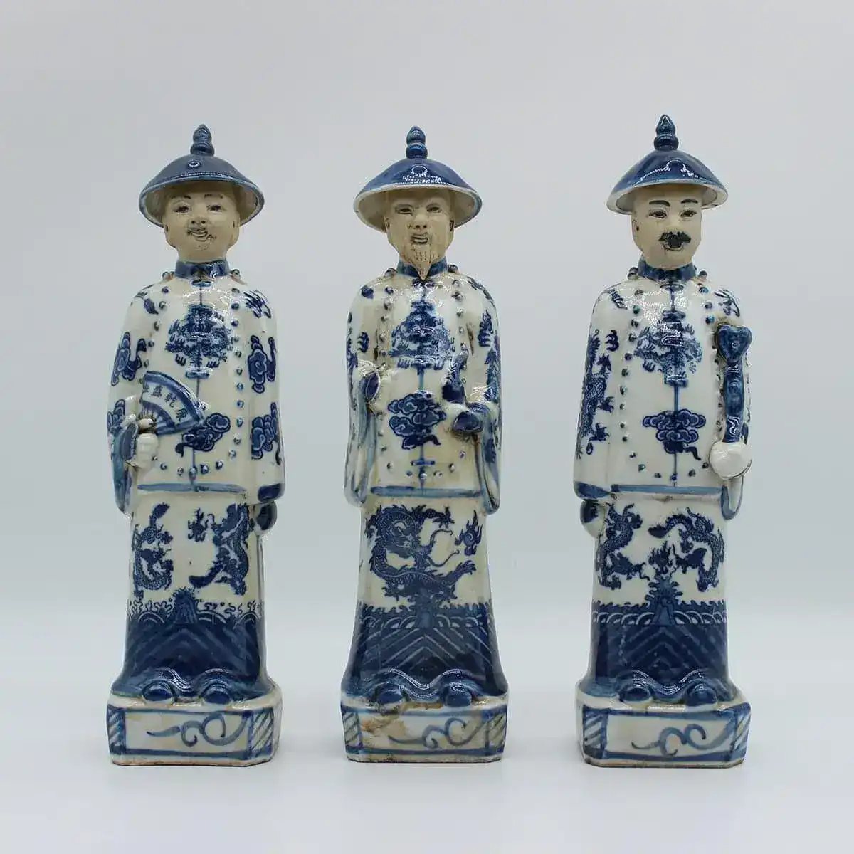 Qing Dynasty Emperors Hand Painted Ceramic Figurines - Image 10