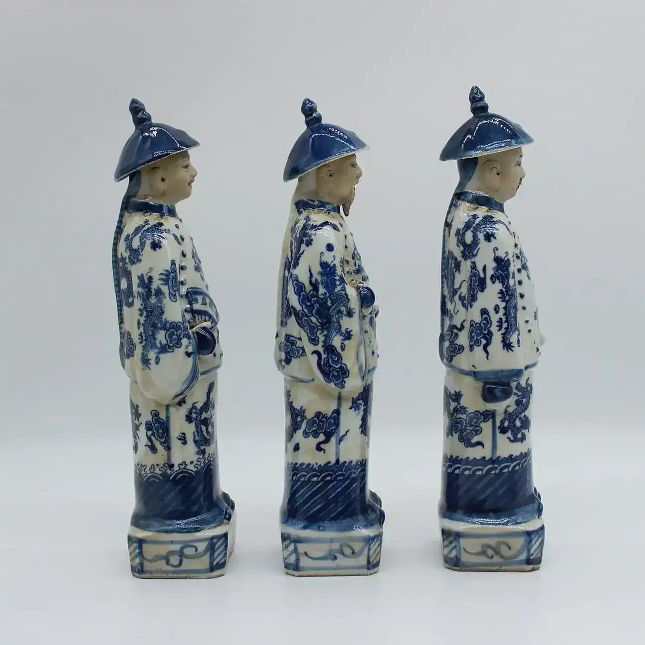 Qing Dynasty Emperors Hand Painted Ceramic Figurines - Image 9