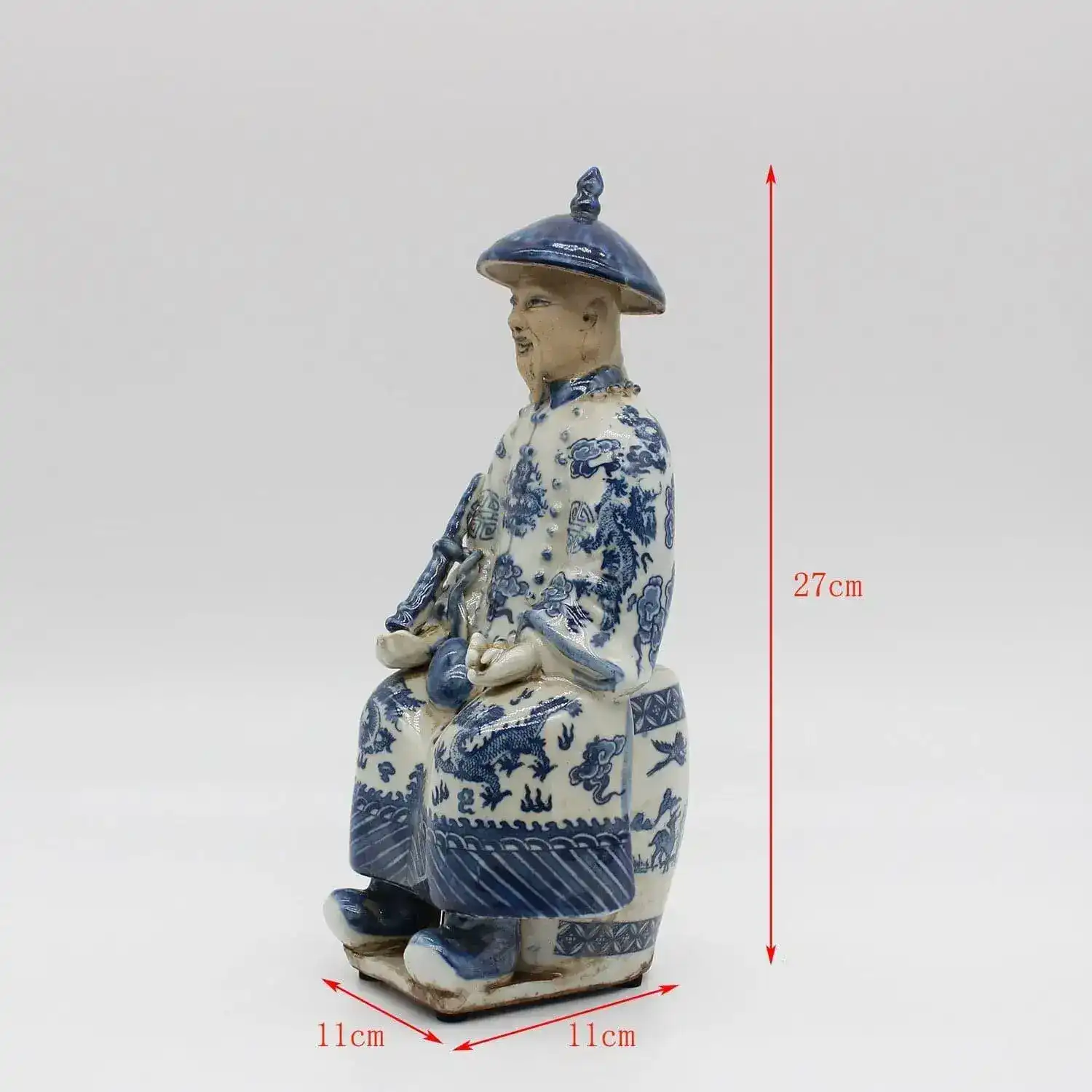 Qing Dynasty Emperors Sitting Ceramic Figurine - Image 10