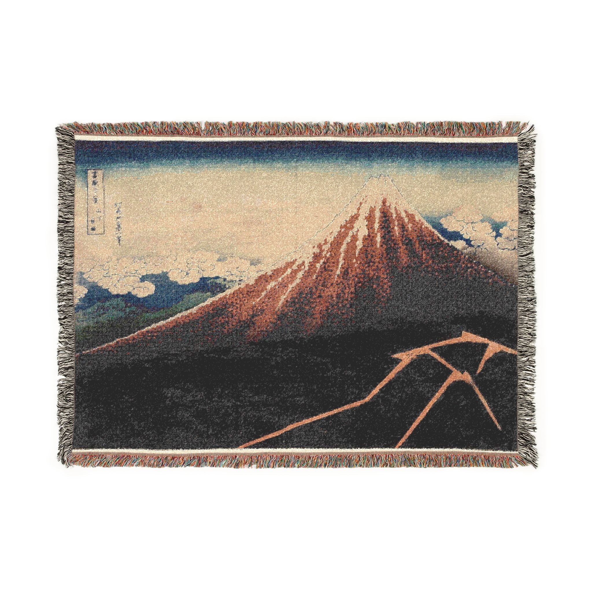 rain-below-the-mountain-36-views-katsushika-hokusai | Woven Tapestry Blanket