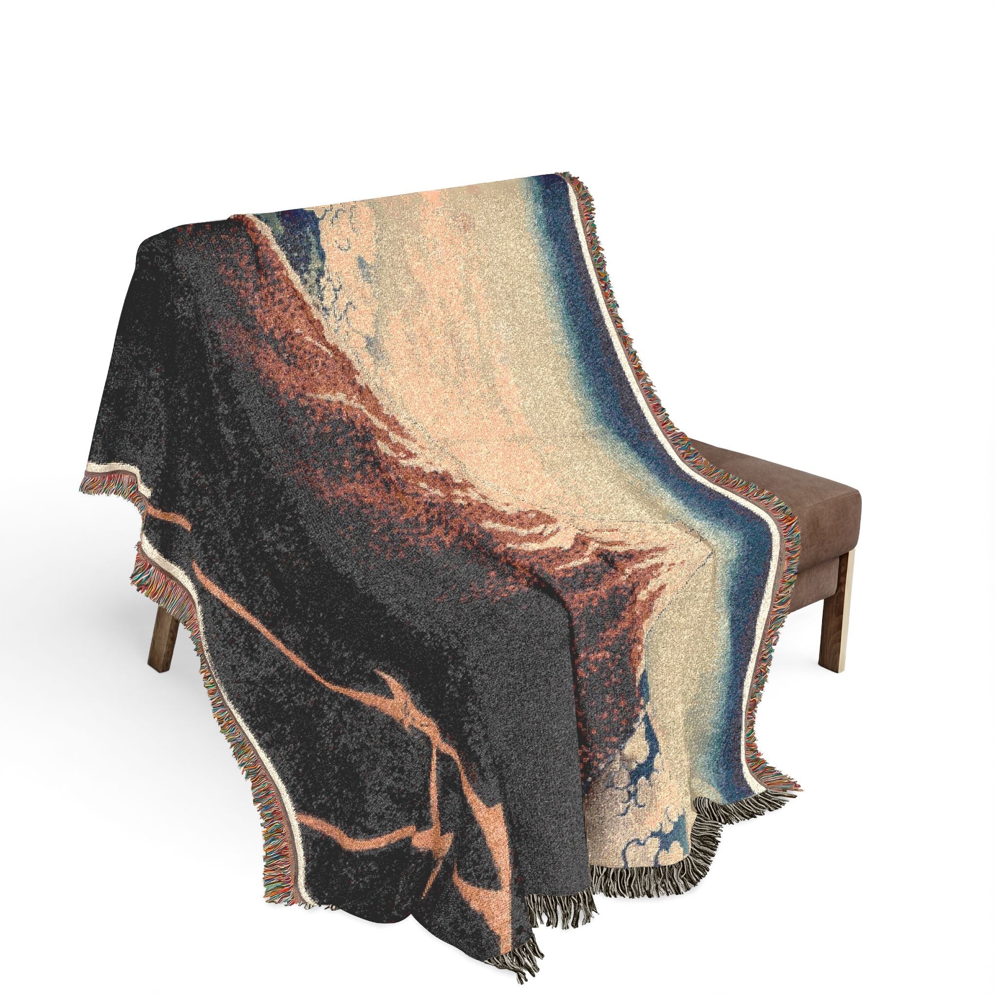 rain-below-the-mountain-36-views-katsushika-hokusai | Woven Tapestry Blanket - Image 3