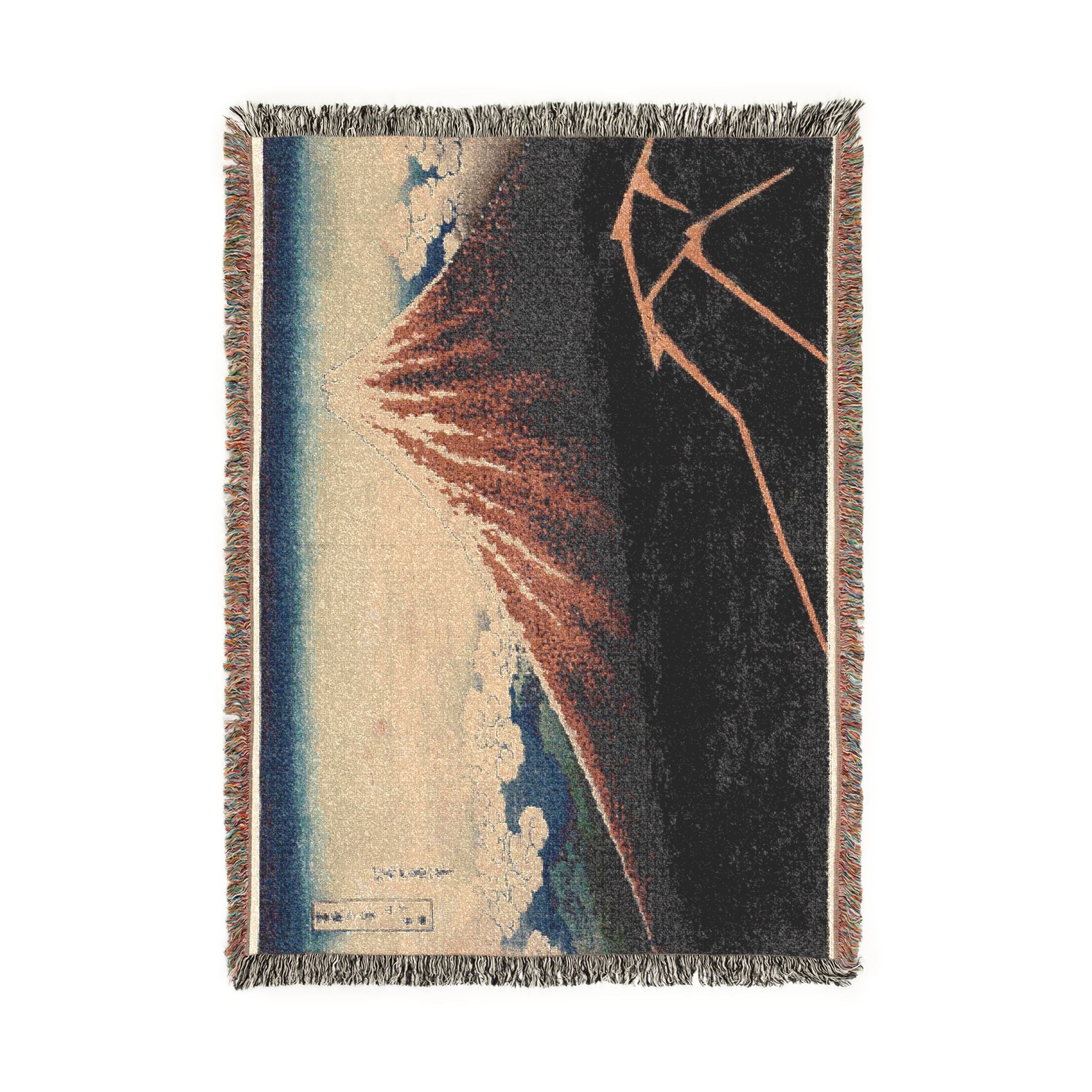 rain-below-the-mountain-36-views-katsushika-hokusai | Woven Tapestry Blanket - Image 6