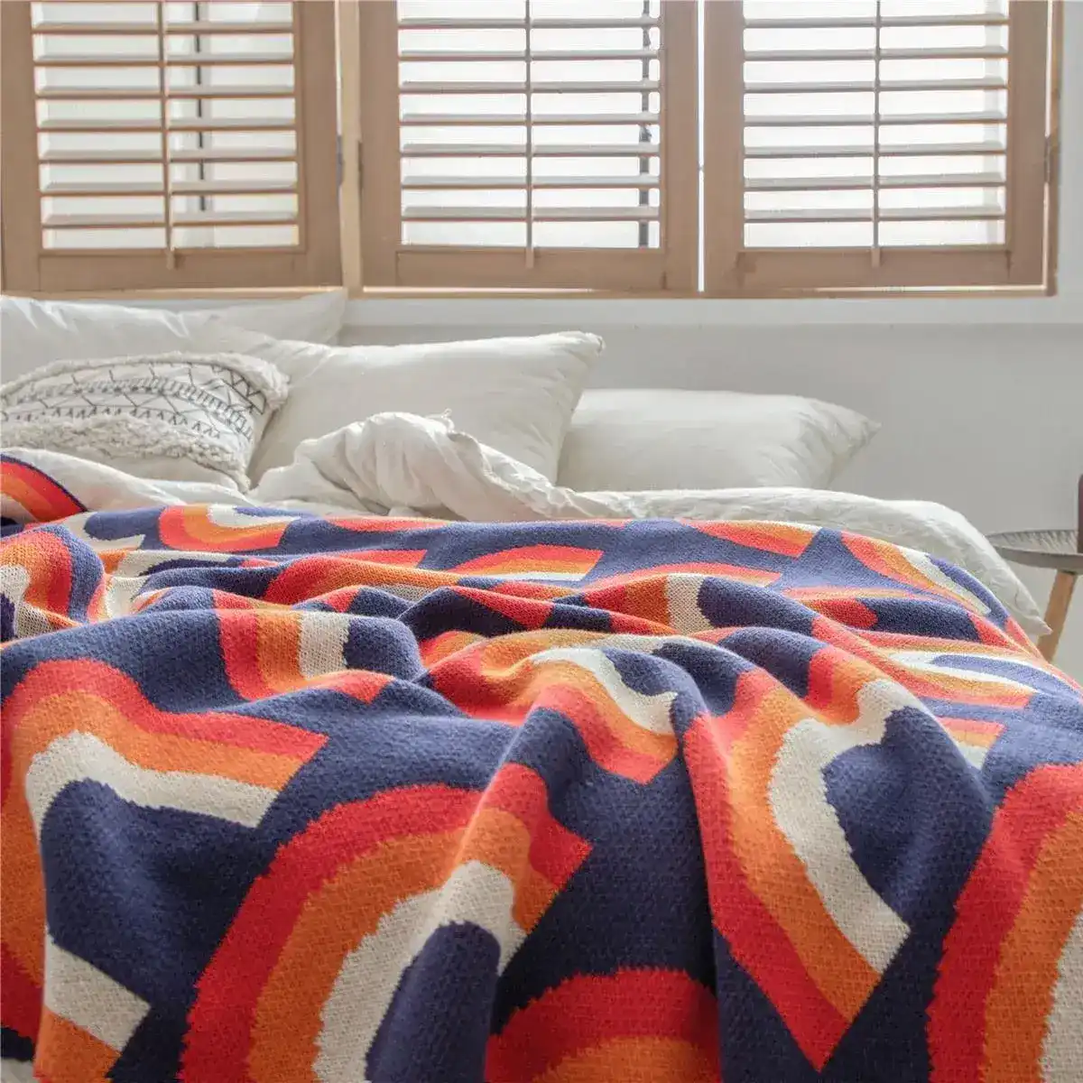 Rainbow Cotton Throw Blanket - Image 3