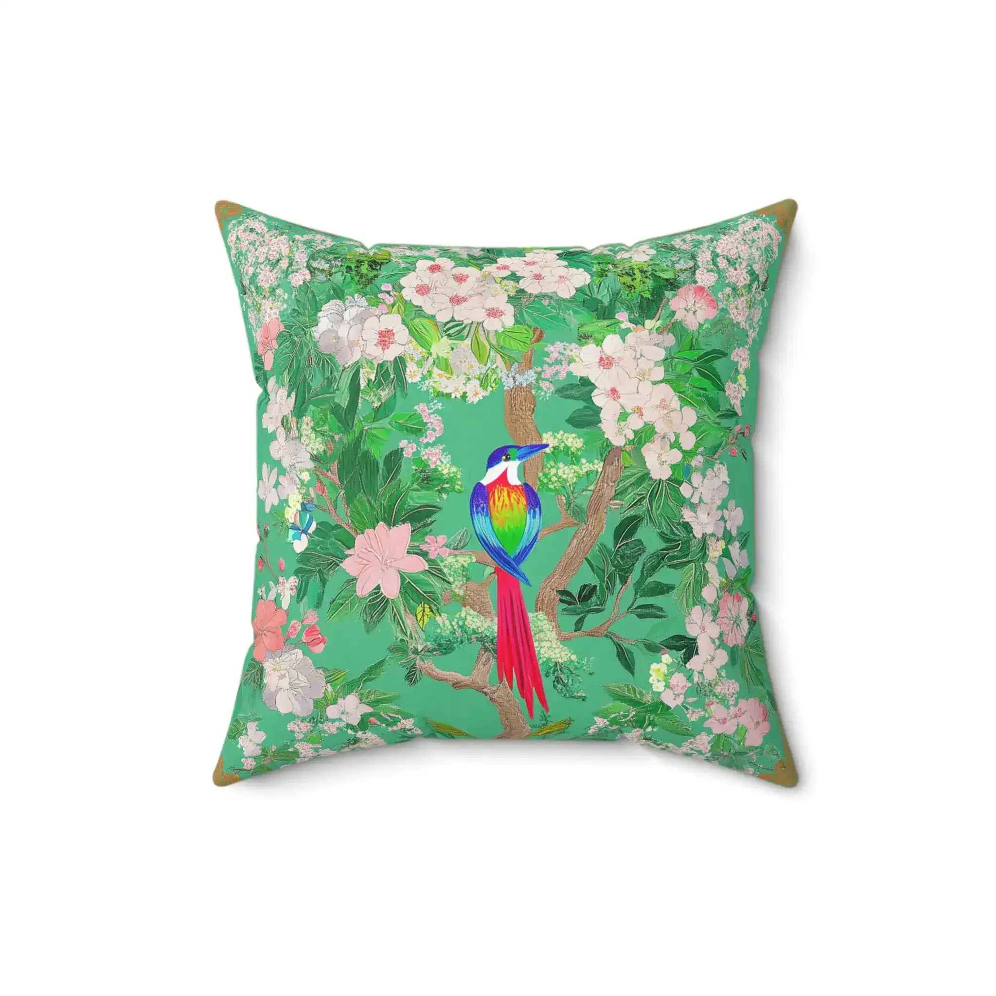 Rainbow Tanager in Bloom Throw Pillow - Image 4
