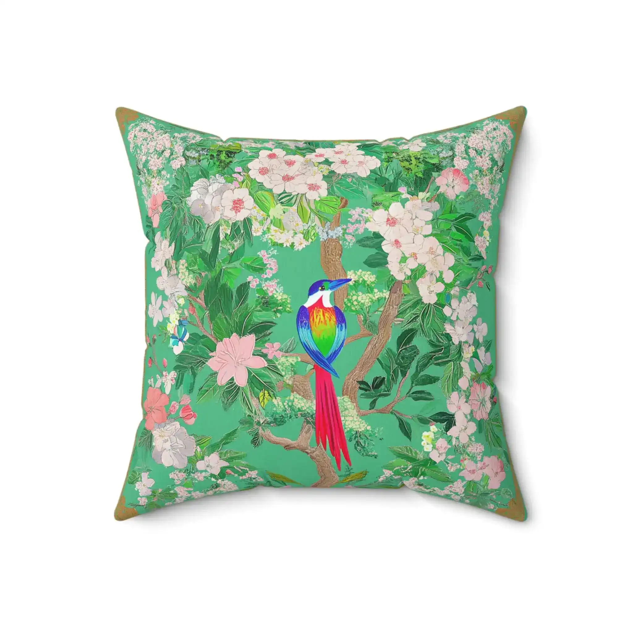 Rainbow Tanager in Bloom Throw Pillow - Image 5