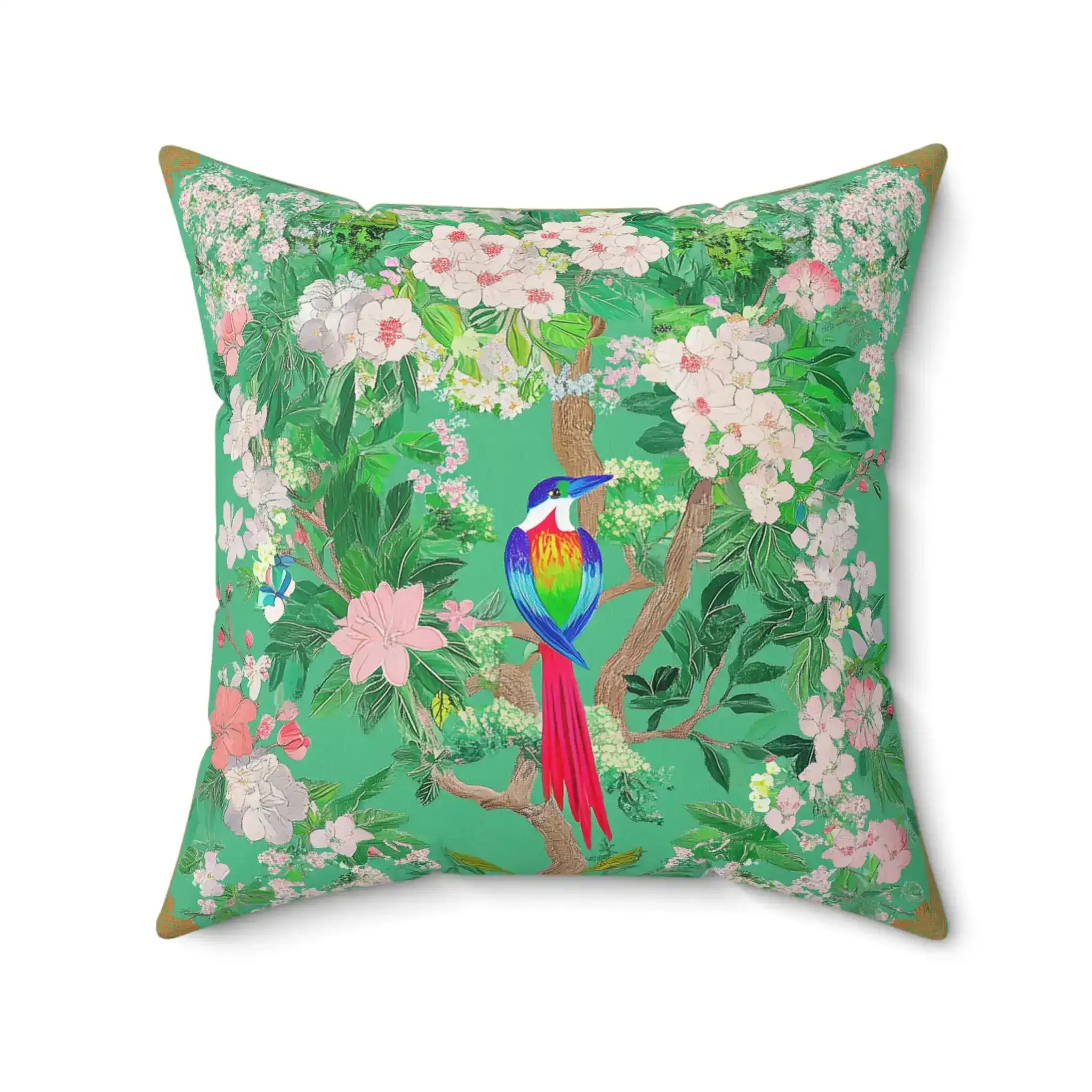 Rainbow Tanager in Bloom Throw Pillow - Image 6