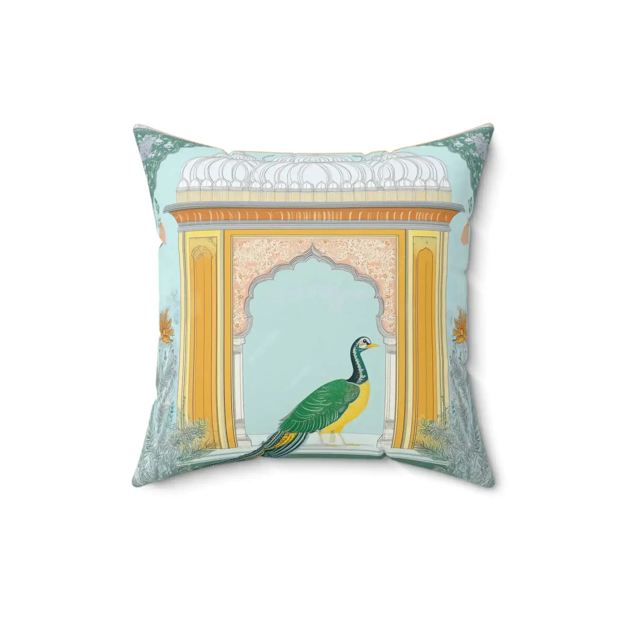 Raj Peacock Pavilion Throw Pillow - Image 4