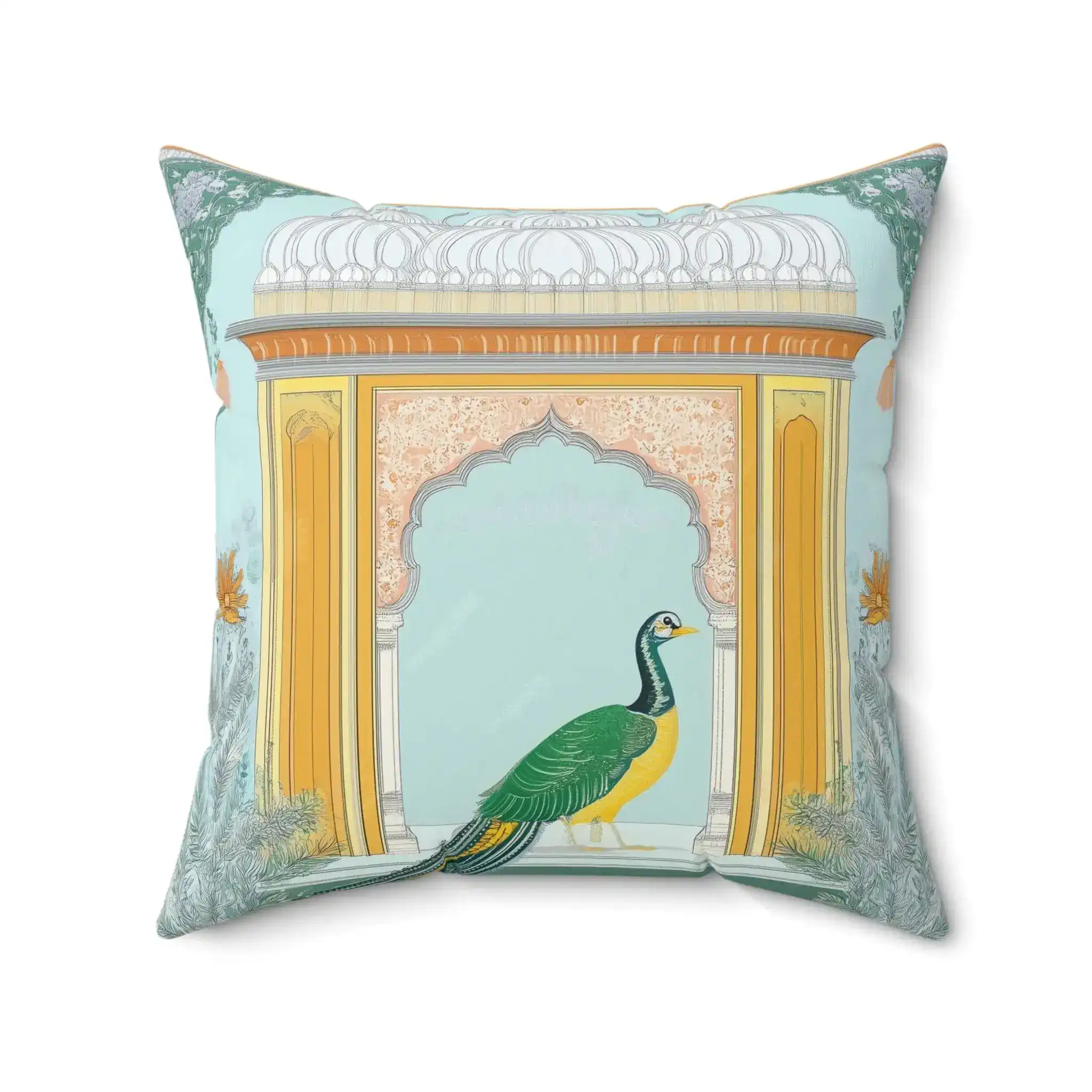 Raj Peacock Pavilion Throw Pillow - Image 6