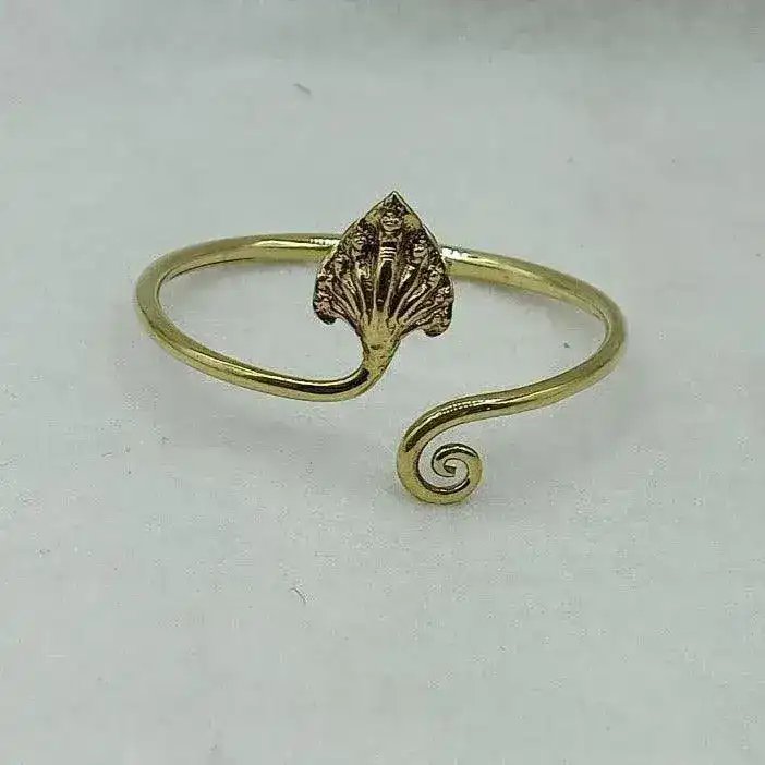 Recycled Bullet Brass Flower Bangle - Swirly - Image 6