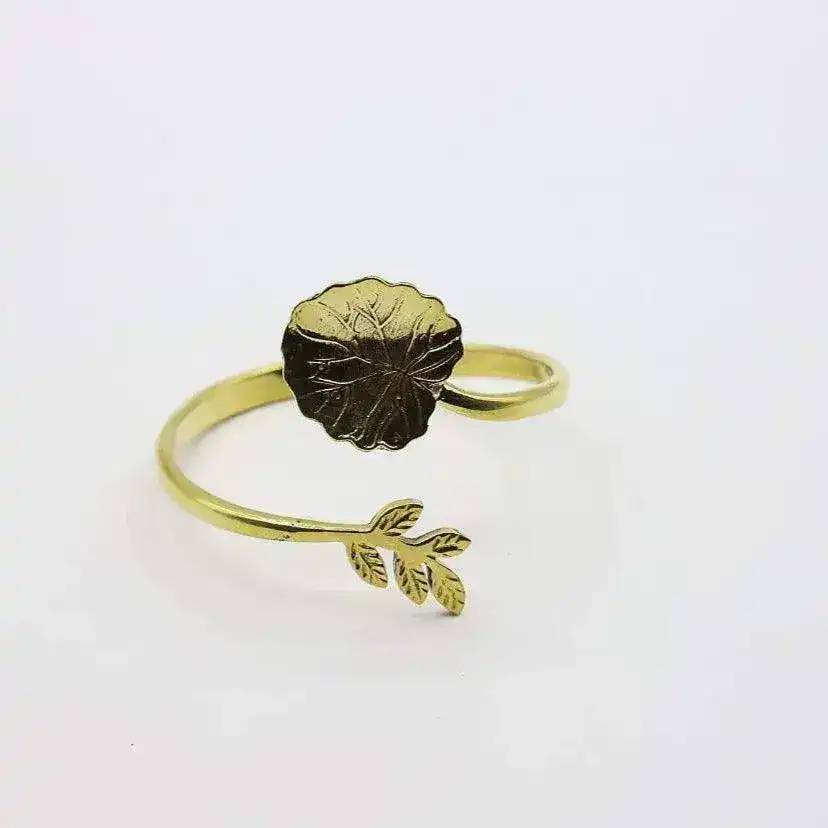 Recycled Bullet Brass Lotus Leaf Bangle - Image 4