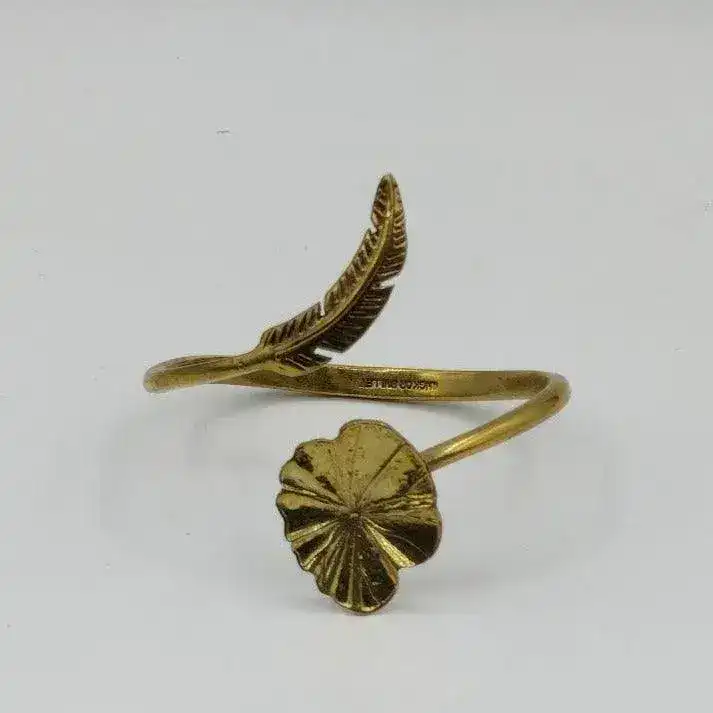 Recycled Bullet Brass Lotus Leaf Bangle - Image 7