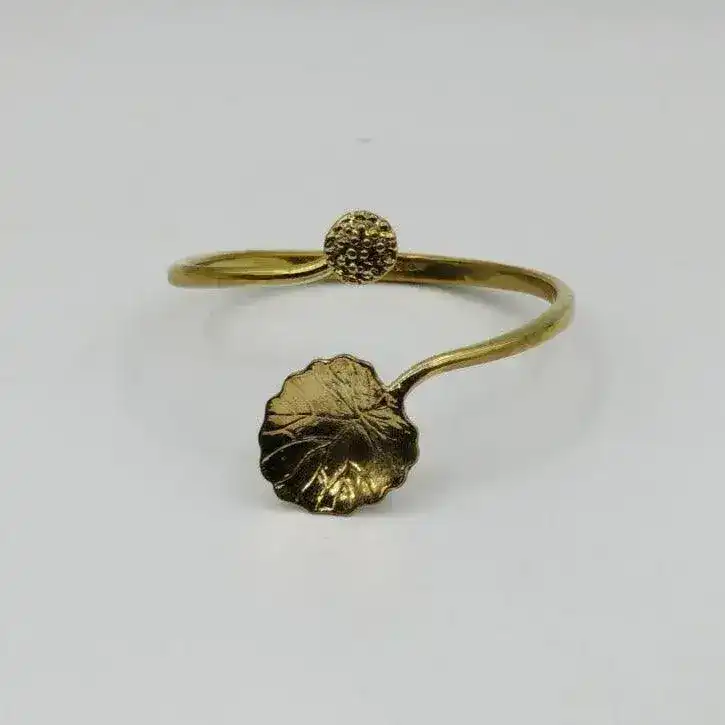 Recycled Bullet Brass Lotus Leaf Bangle - Image 8
