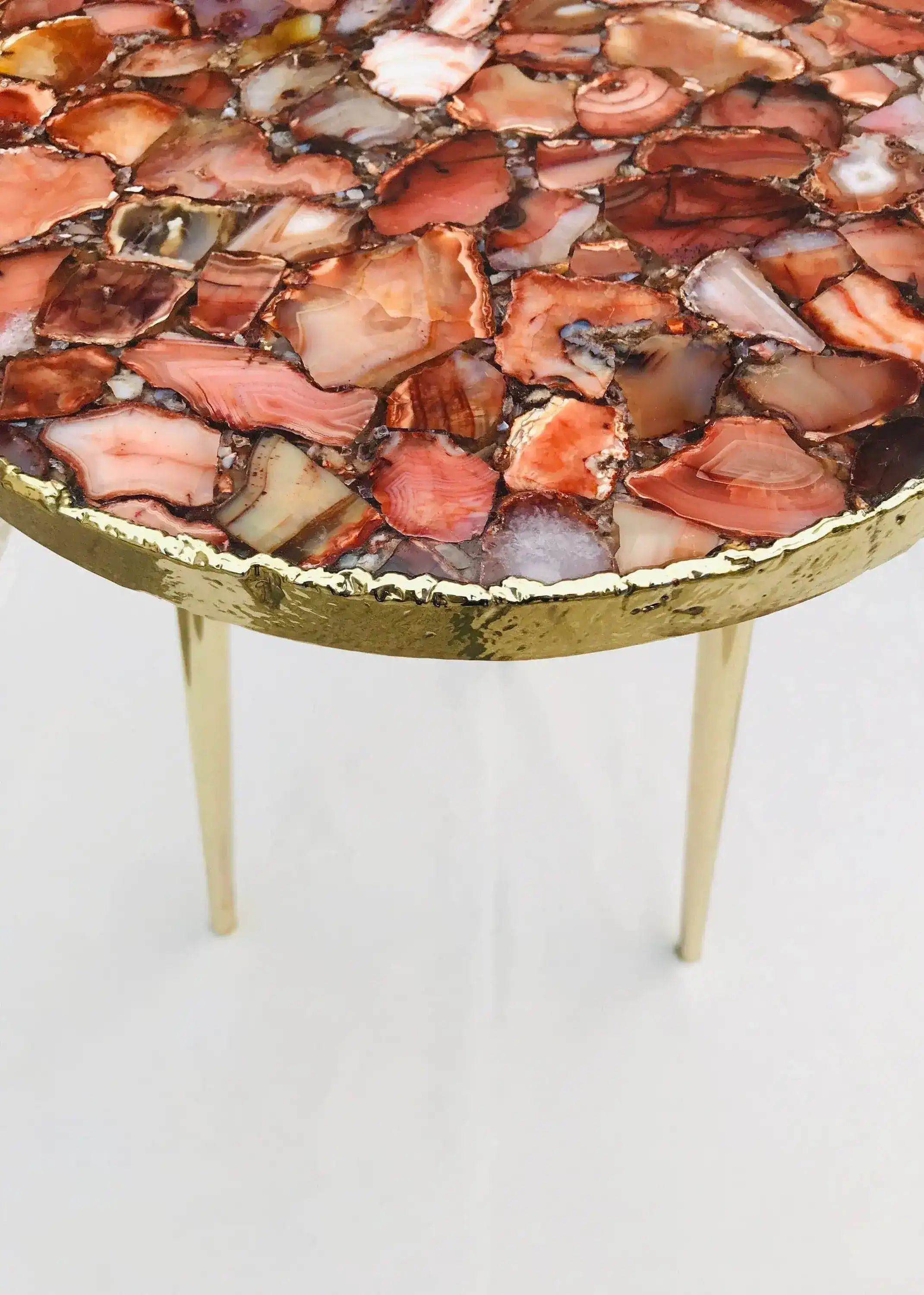 Red Agate Round Edge Side Coffee Table - Image 11