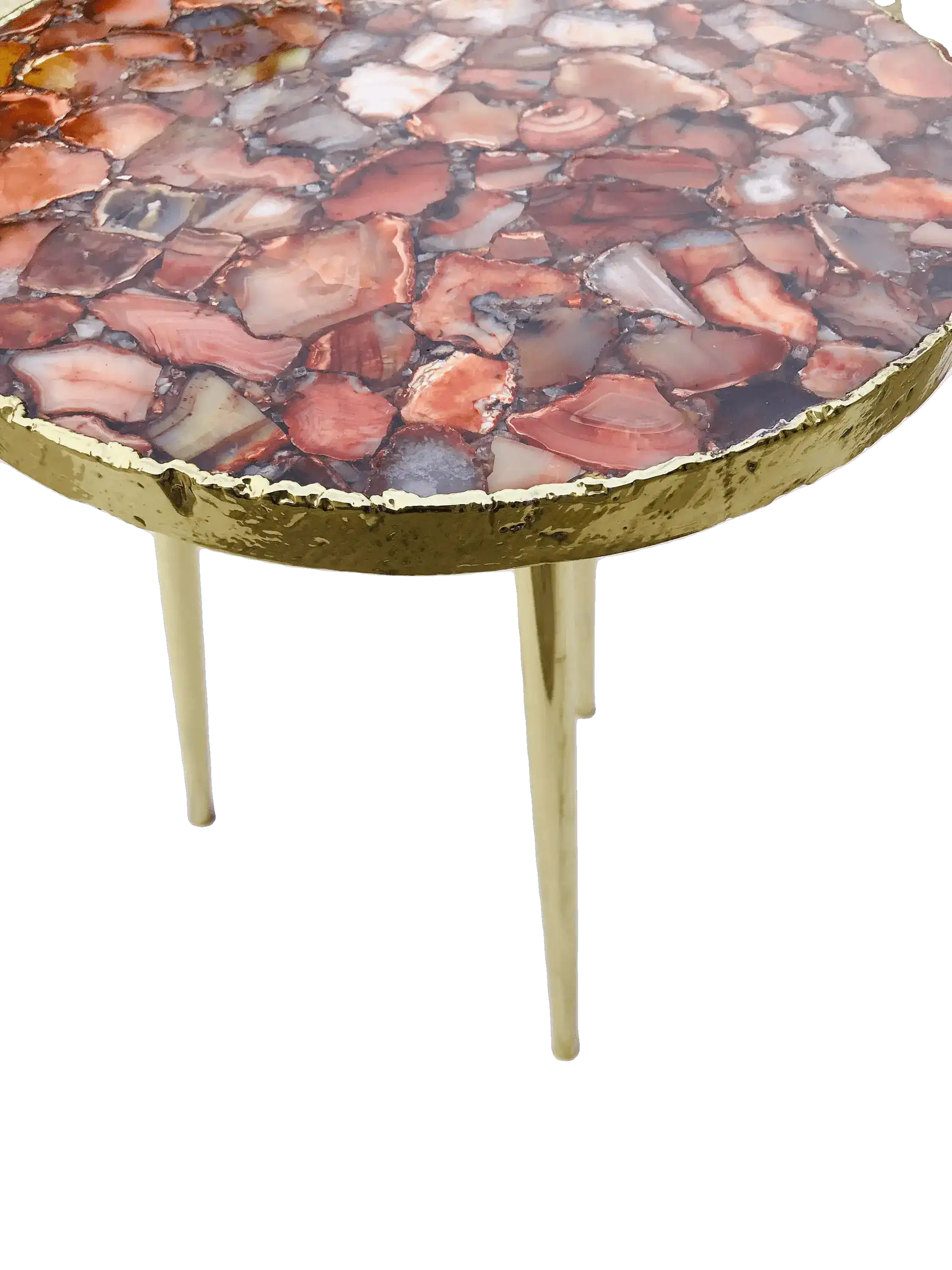 Red Agate Round Edge Side Coffee Table - Image 4