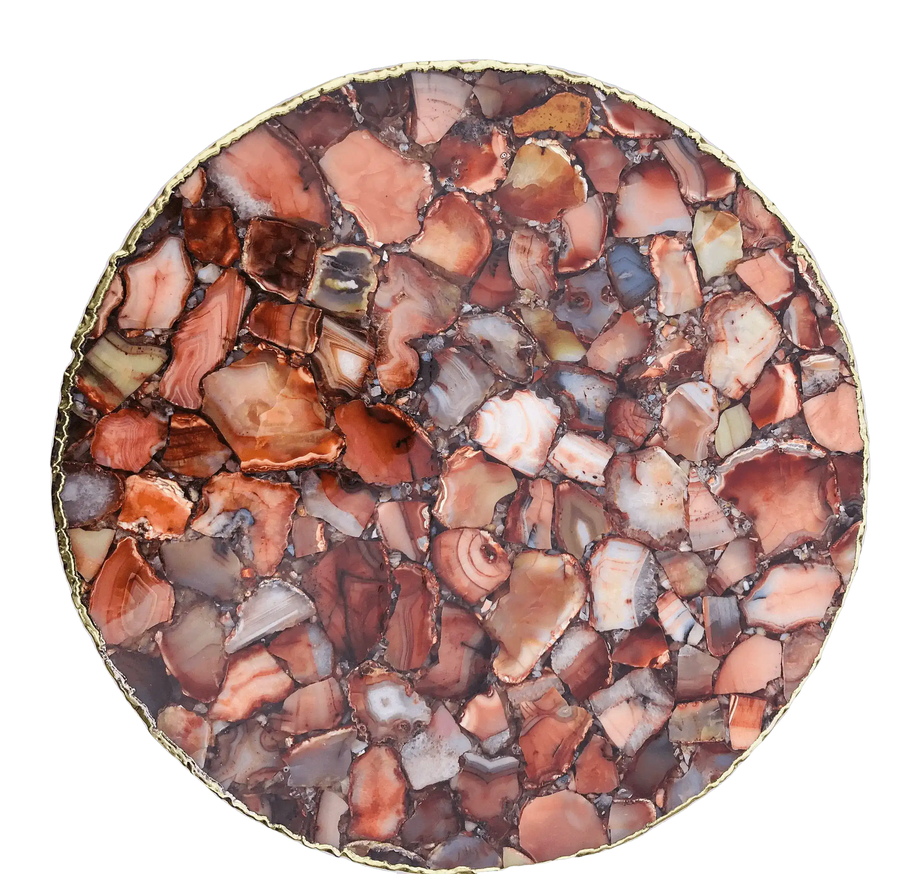 Red Agate Round Edge Side Coffee Table - Image 5