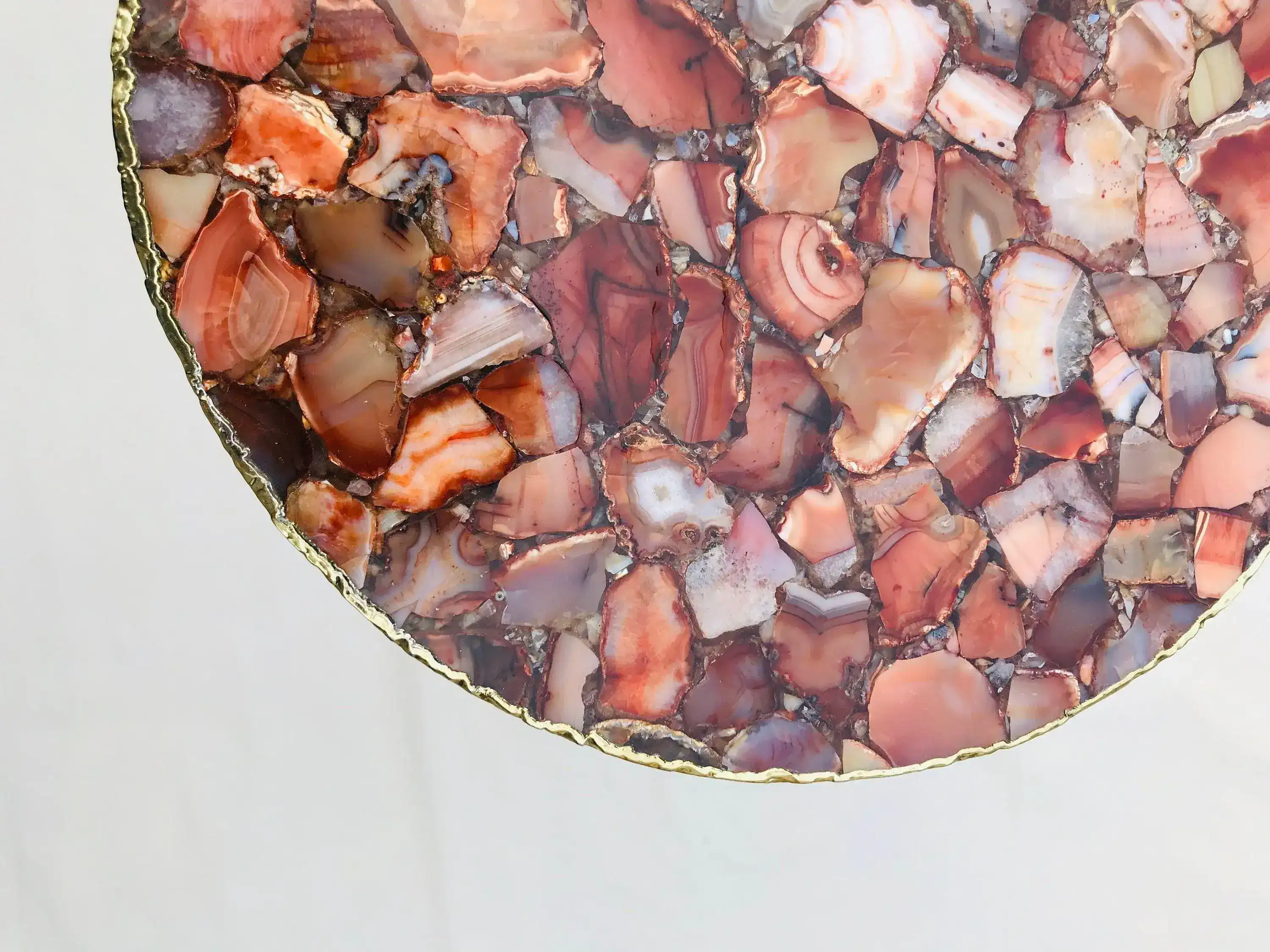 Red Agate Round Edge Side Coffee Table - Image 7