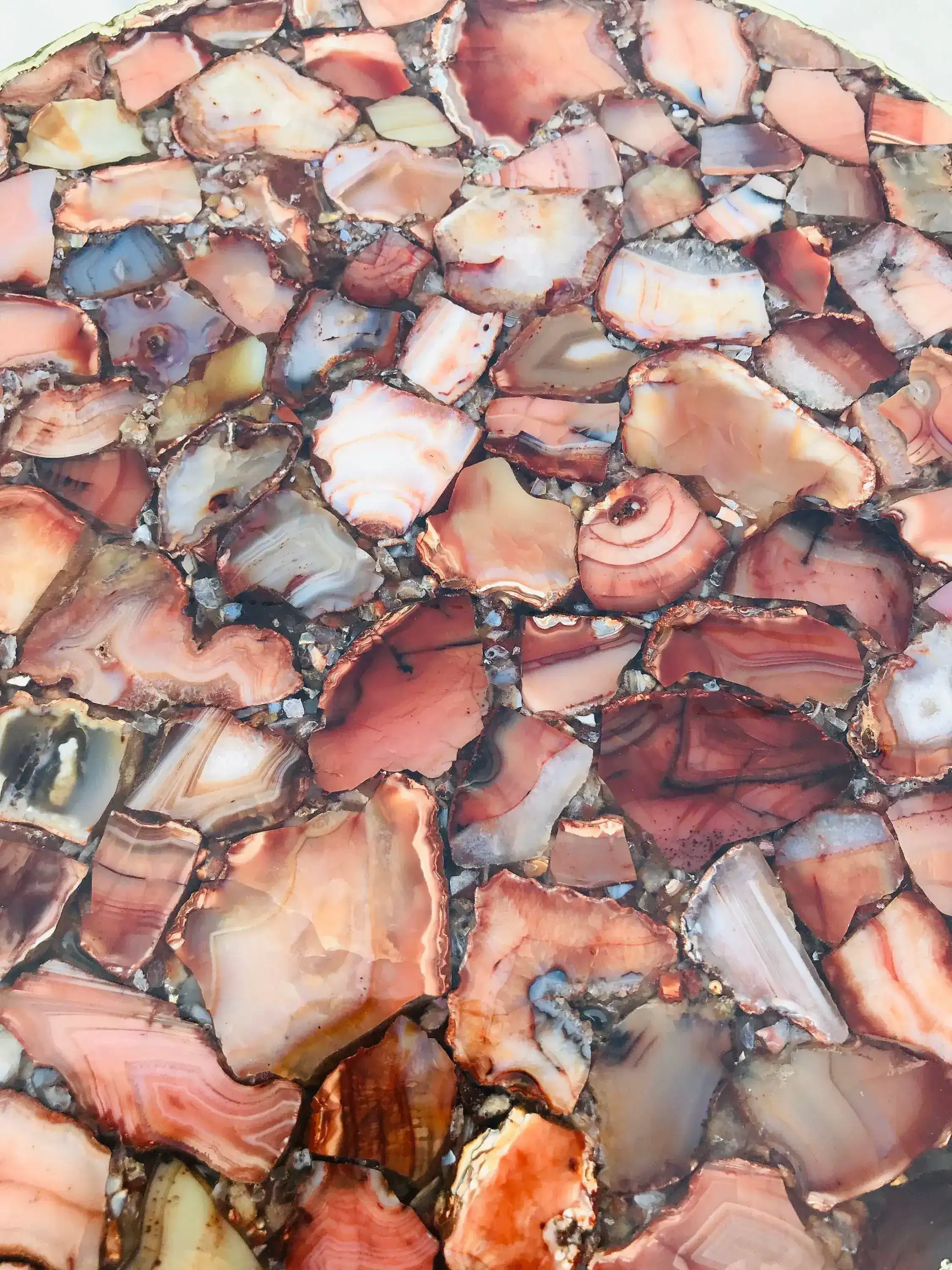 Red Agate Round Edge Side Coffee Table - Image 8