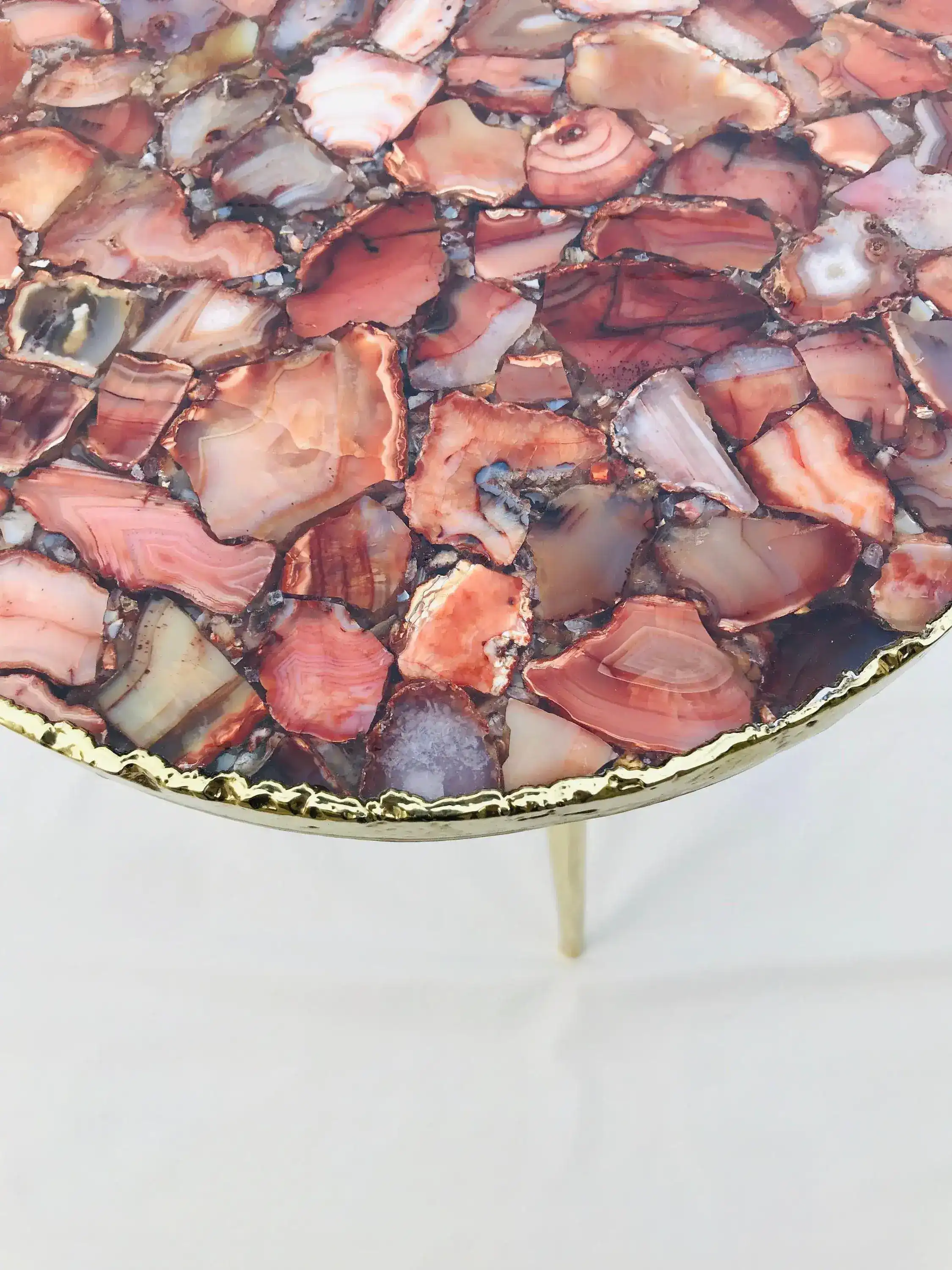 Red Agate Round Edge Side Coffee Table - Image 9