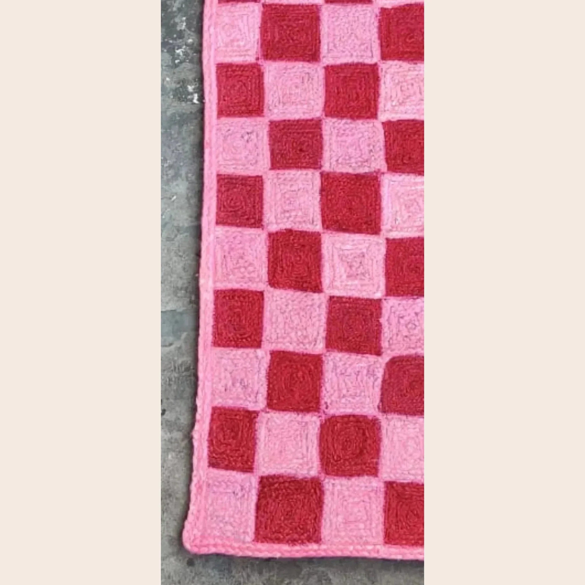 Red Checker Jute Rug - Image 5