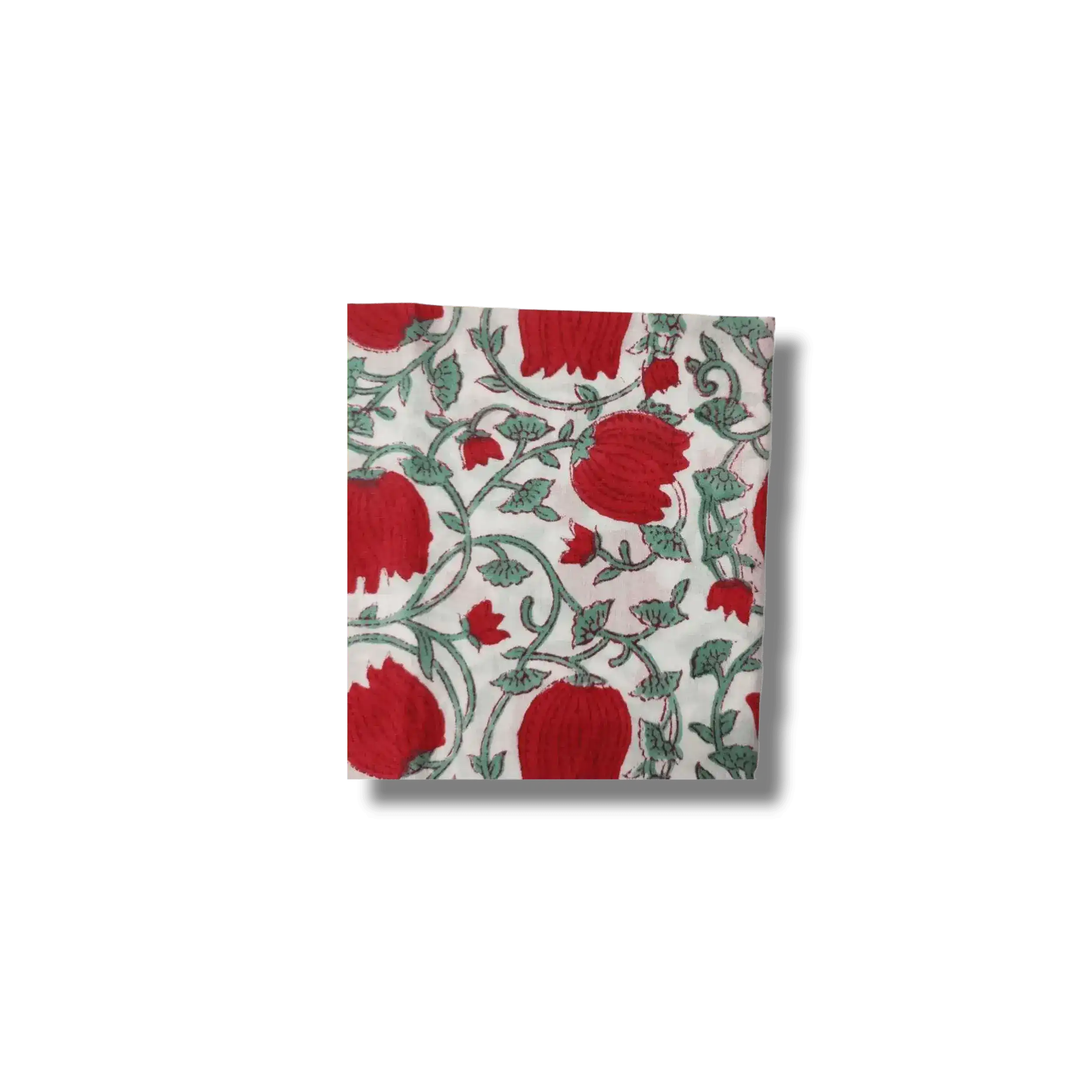 Red Floral Indian Block Print Scalloped Cotton Napkins - Image 4
