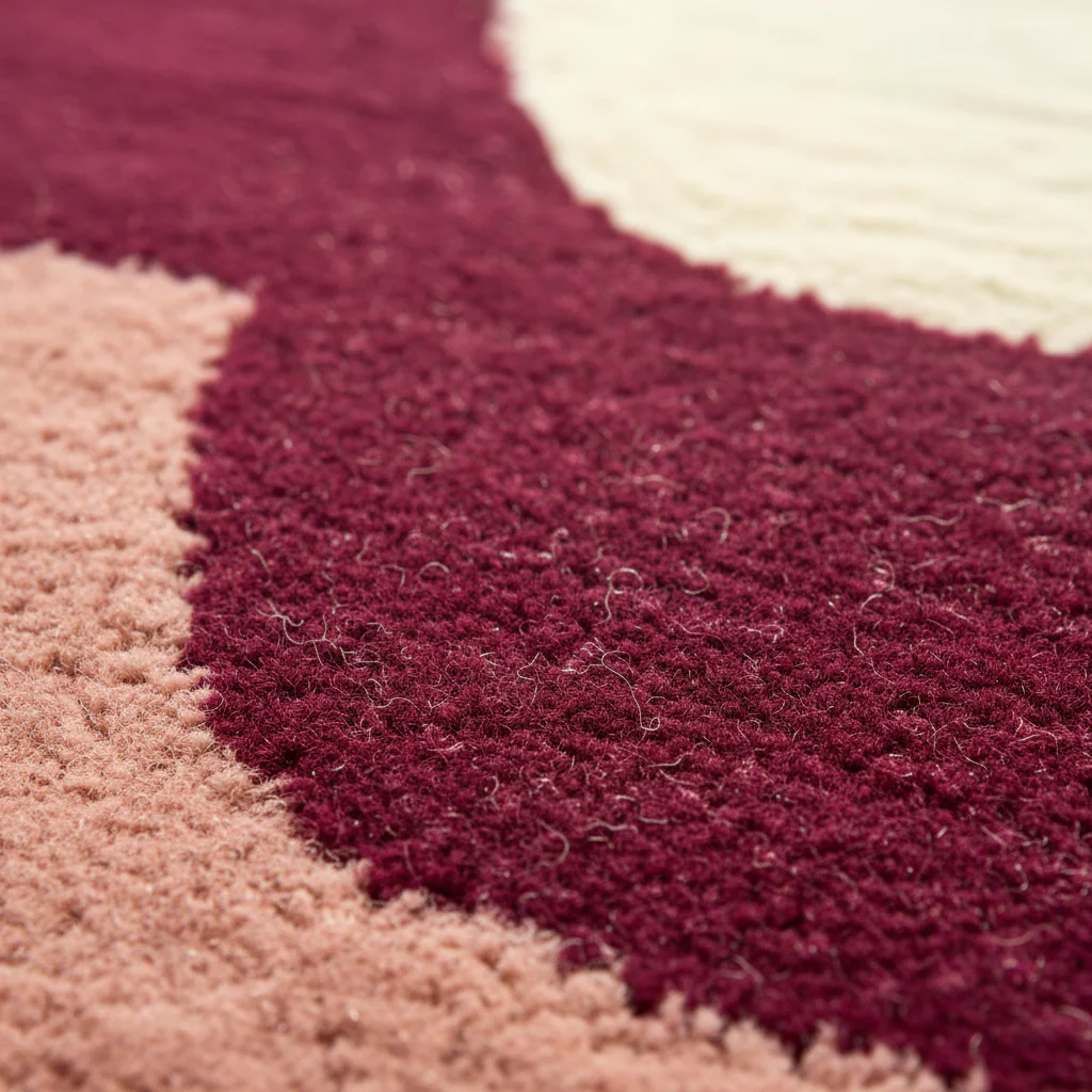 Red Flower Hand Tufted Wool Rug - Image 5