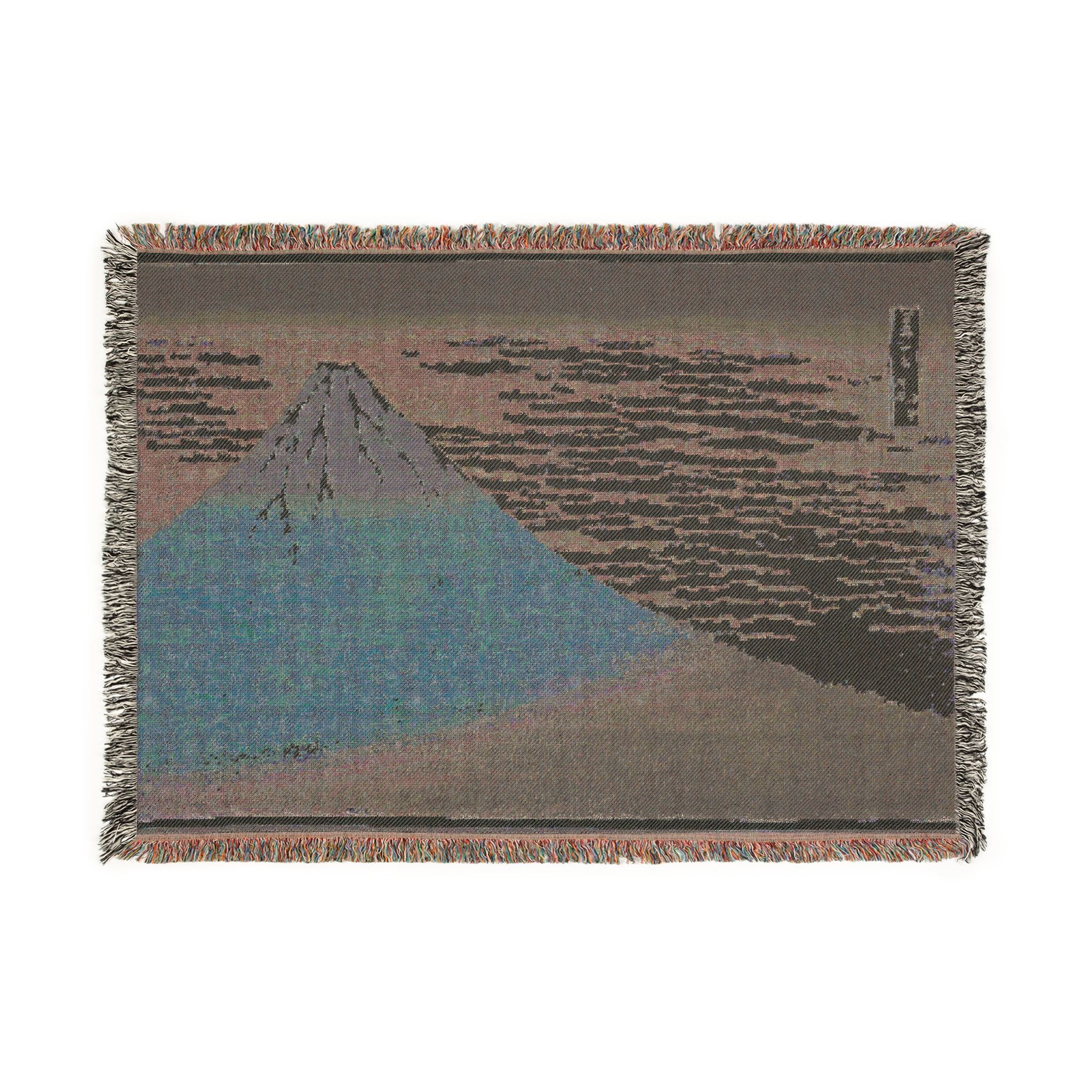 red-fuji-south-wind-clear-sky-katsushika-hokusai | Woven Tapestry Blanket - Image 4