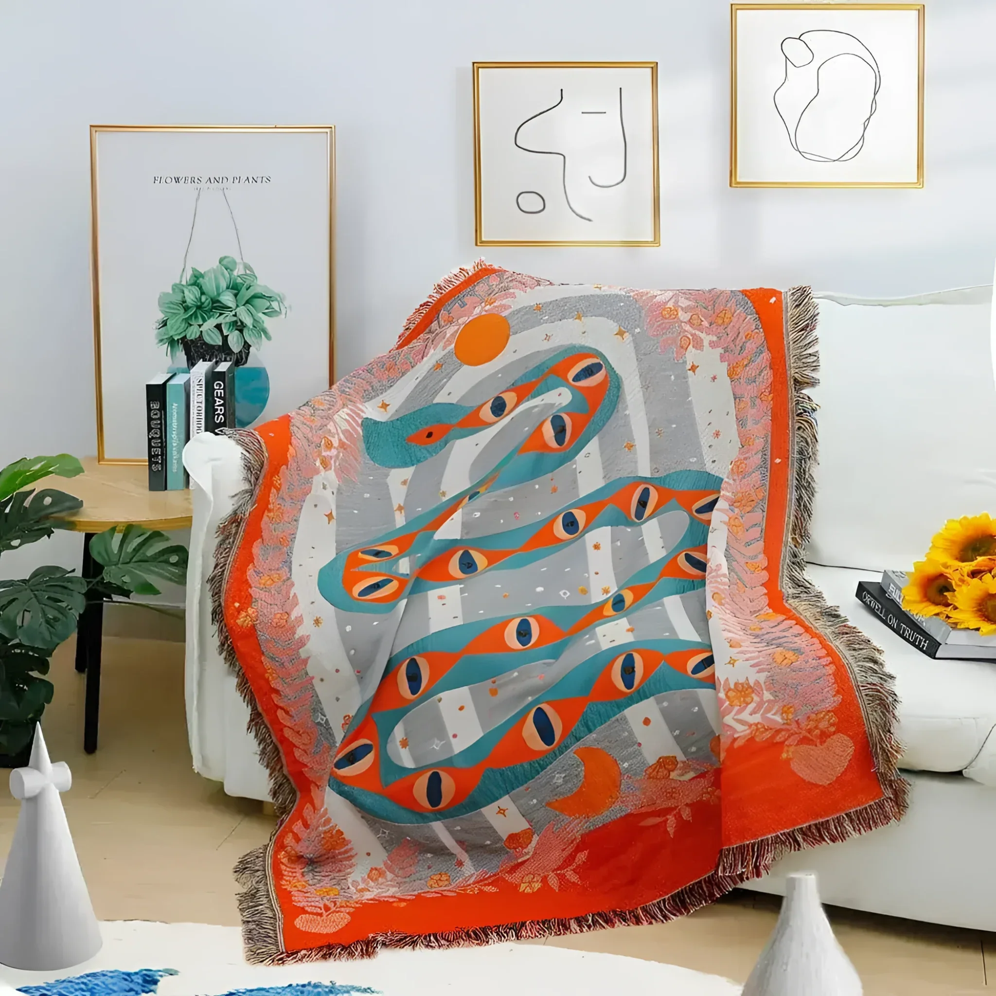 Red Magic Eye Snake Tapestry with Fringes - Image 3