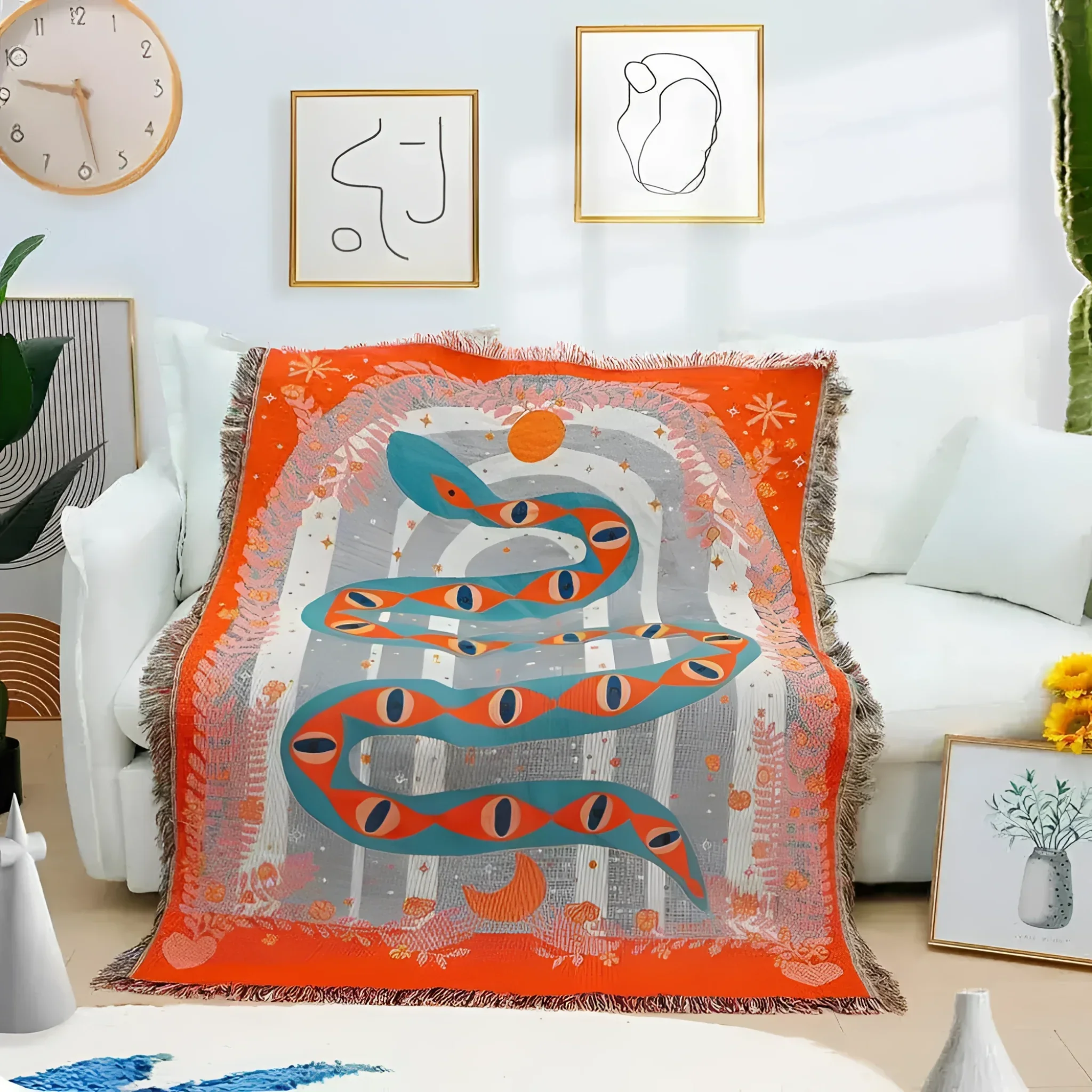 Red Magic Eye Snake Tapestry with Fringes - Image 5