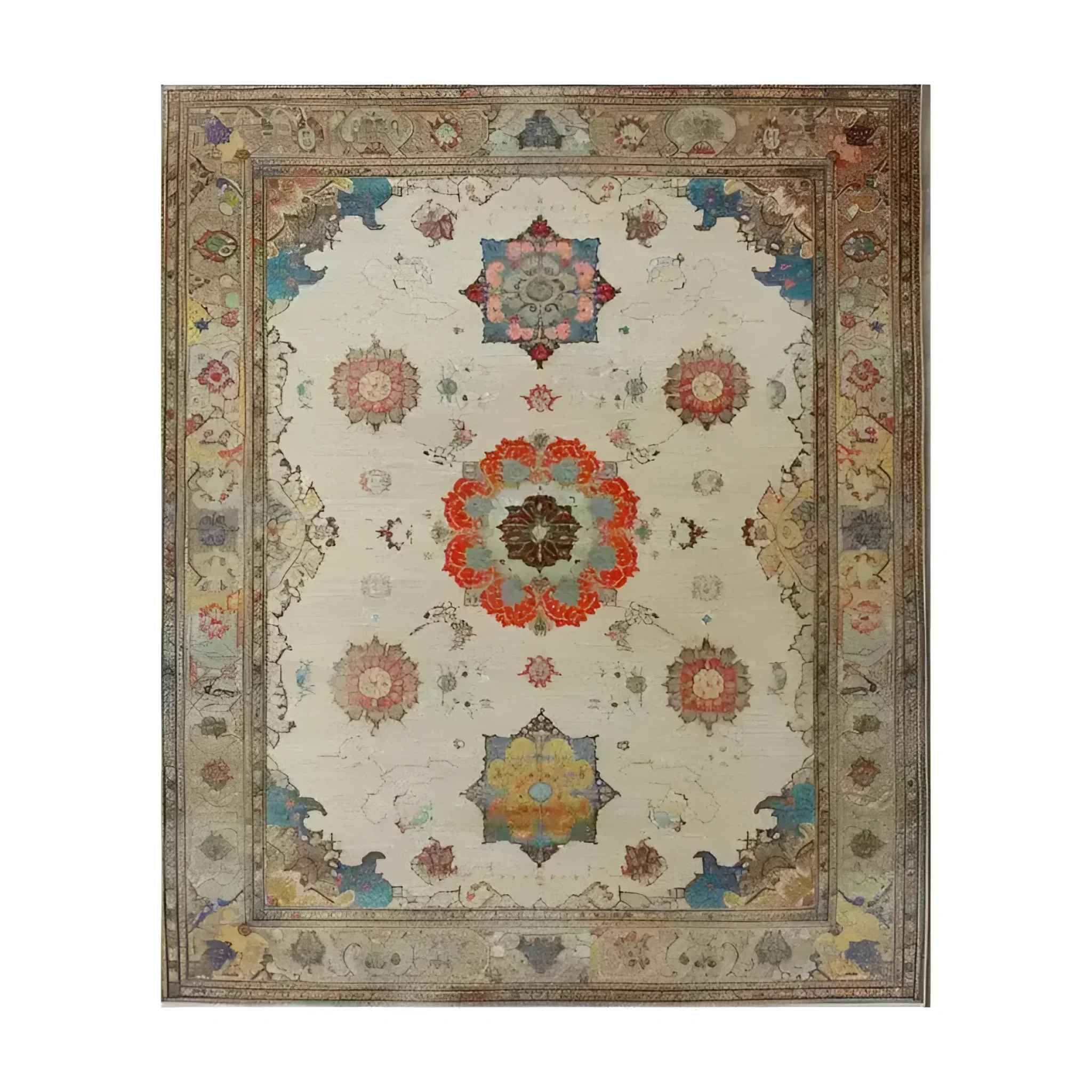 Regal Blossom Medallion Hand Knotted Area Rug - Image 3
