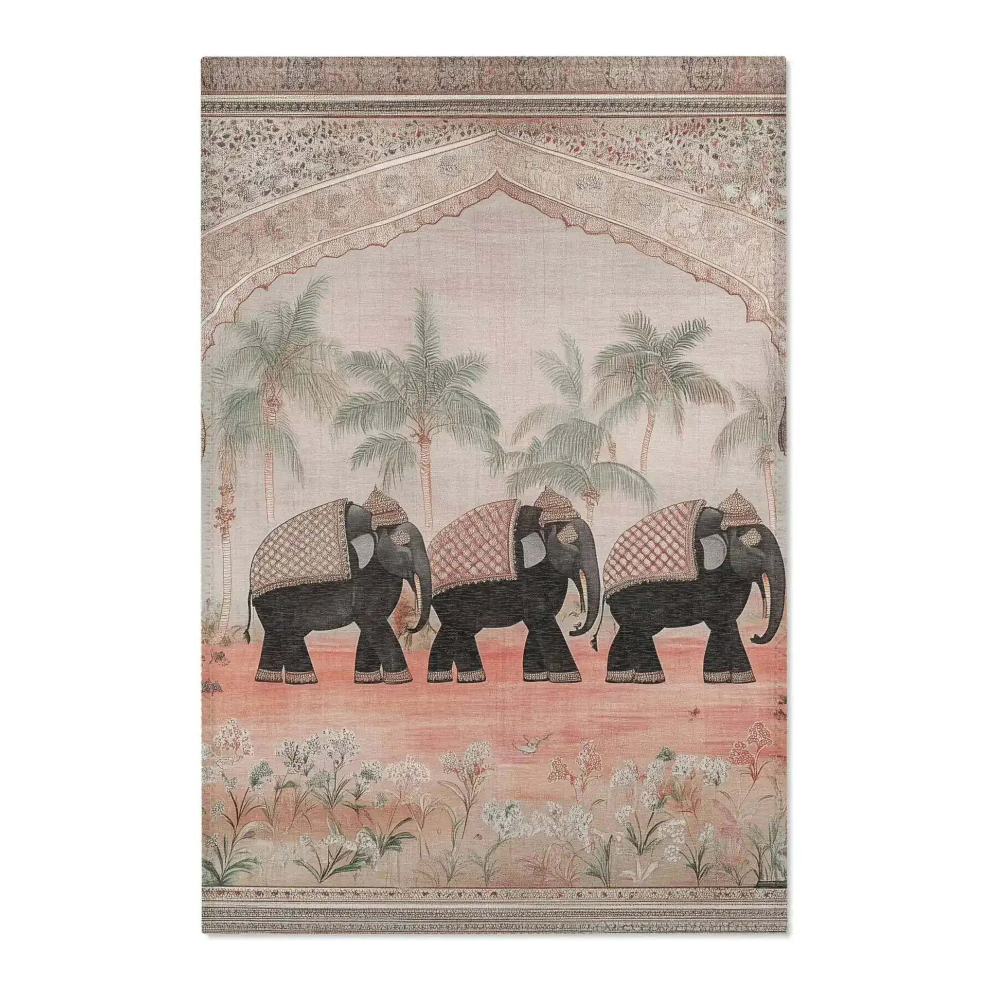 Regal Elephant Procession Accent Rug - Image 3