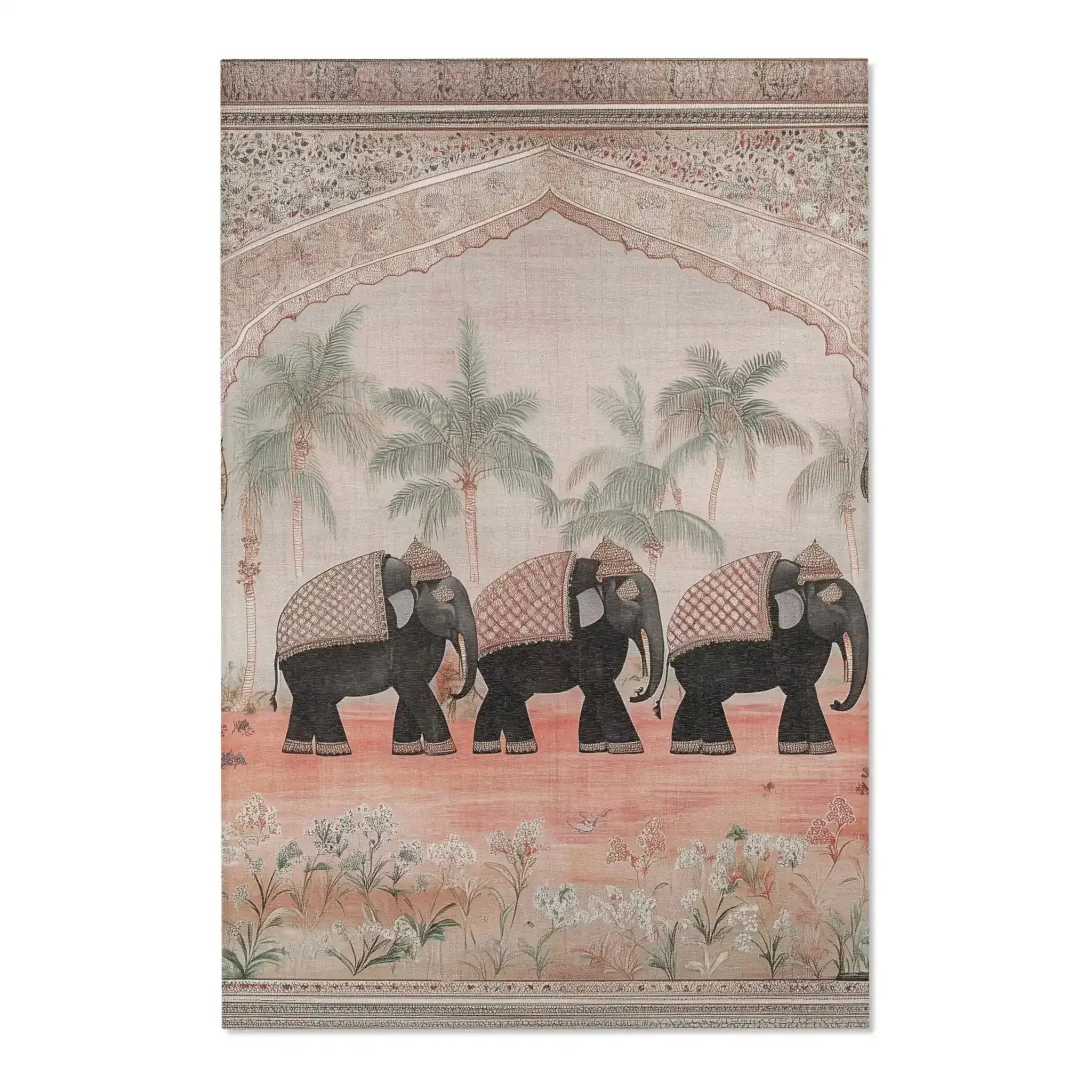 Regal Elephant Procession Accent Rug - Image 4
