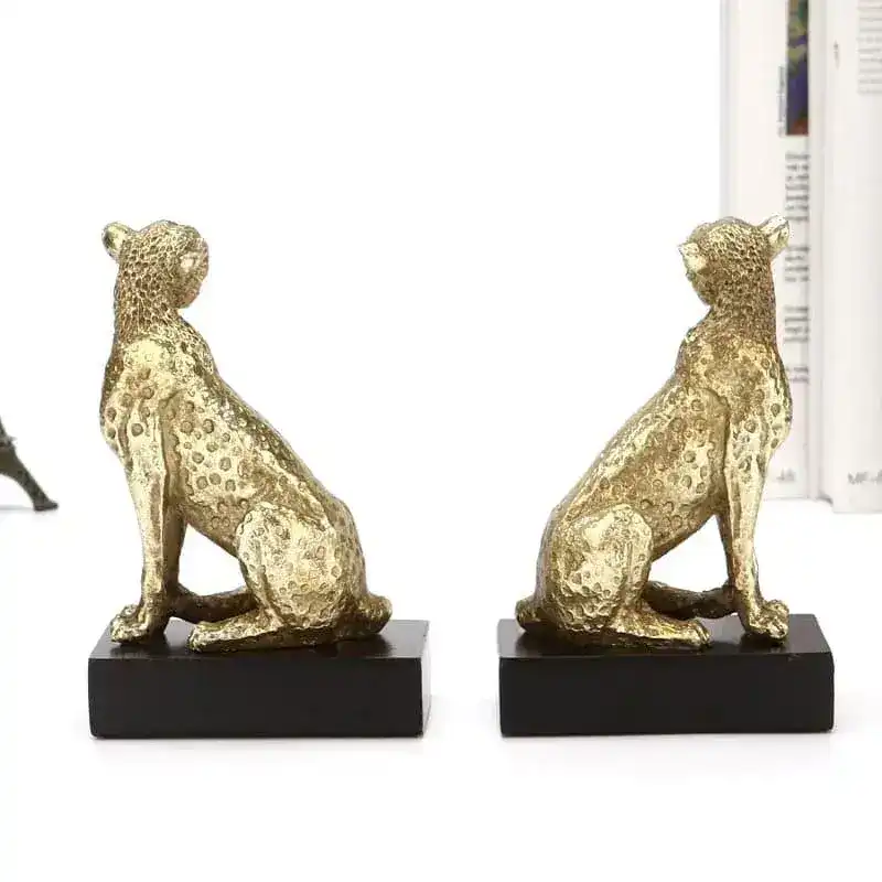 Regal Gold Leopards Decorative Bookends - Image 3