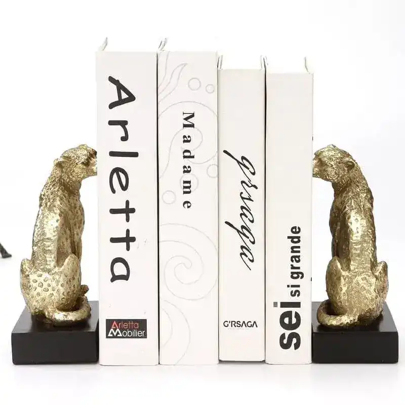 Regal Gold Leopards Decorative Bookends - Image 6
