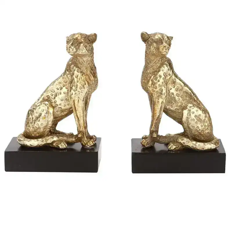 Regal Gold Leopards Decorative Bookends - Image 7