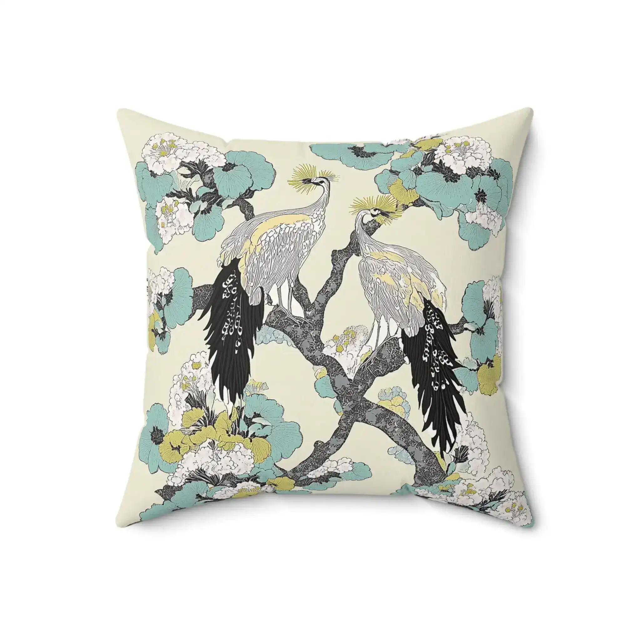 Regal Peacocks in Blossom Throw Pillow - Image 4