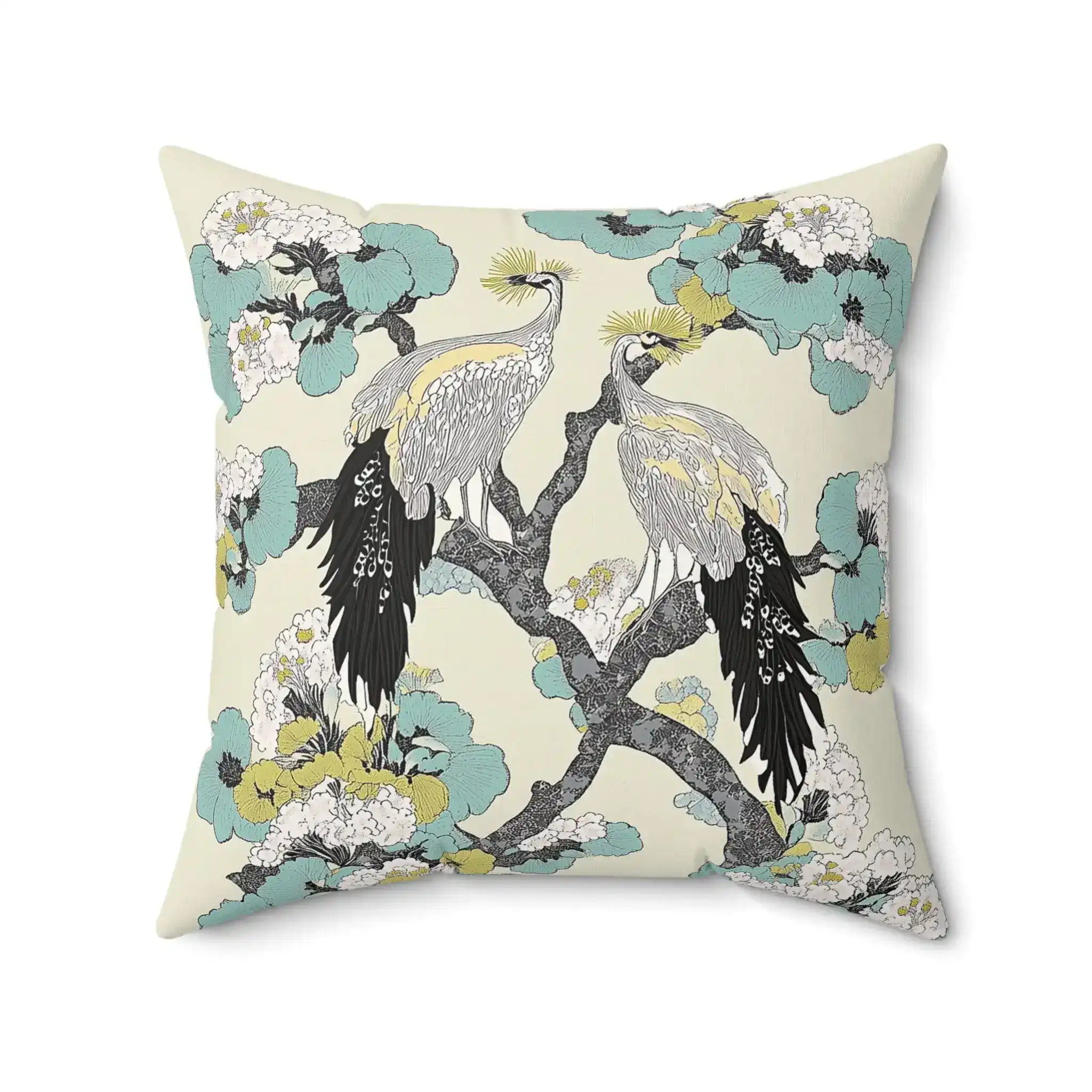 Regal Peacocks in Blossom Throw Pillow - Image 5