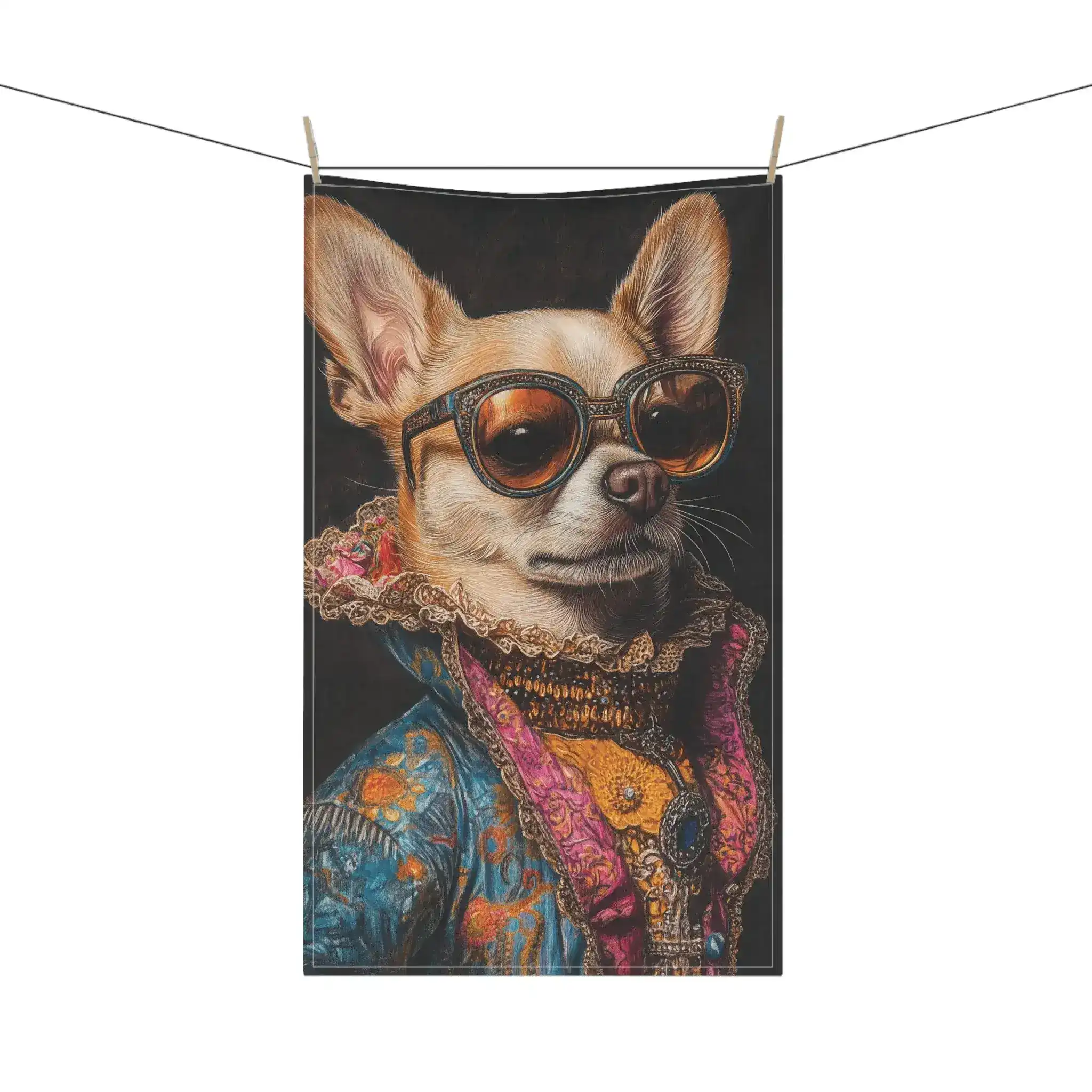 Regal Renaissance Chihuahua – Luxe Fashion Cotton Kitchen Towel - Image 4