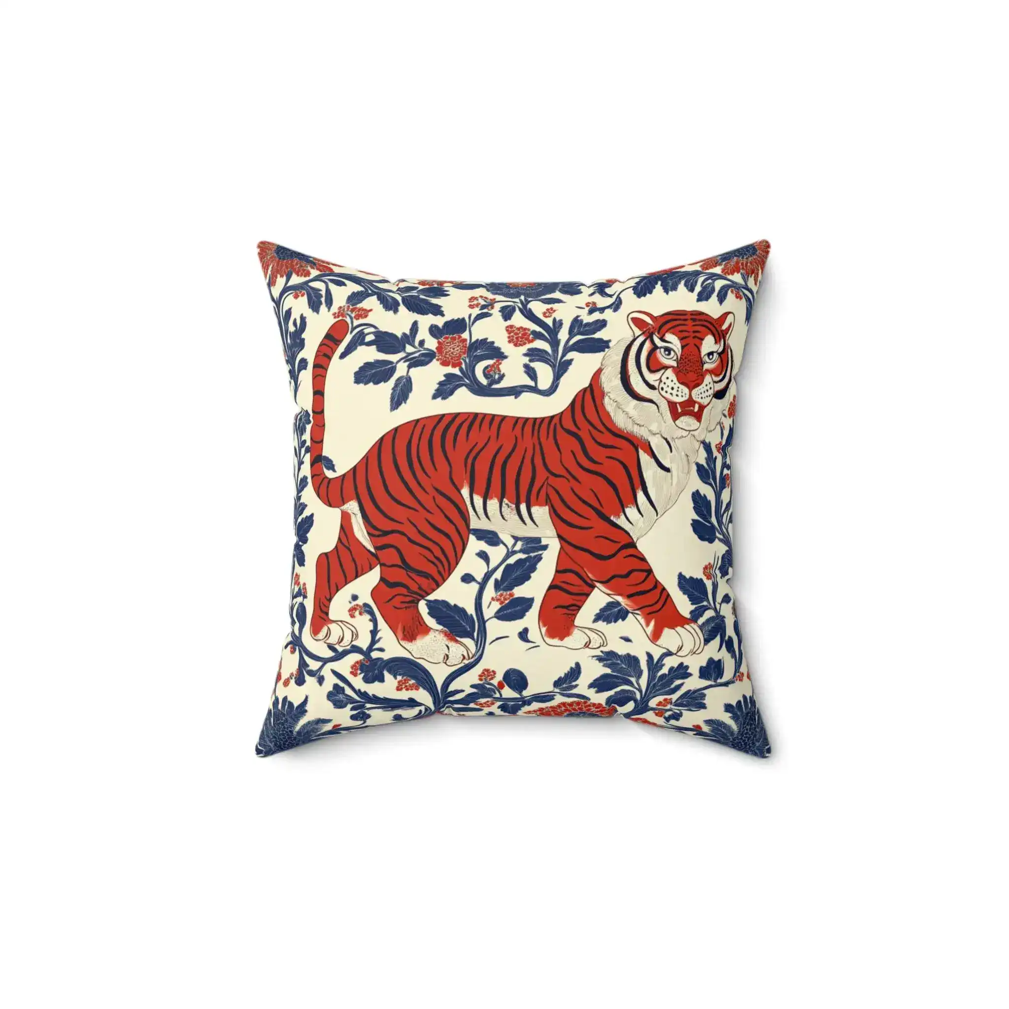 Regal Tiger Floral Throw Pillow - Image 5